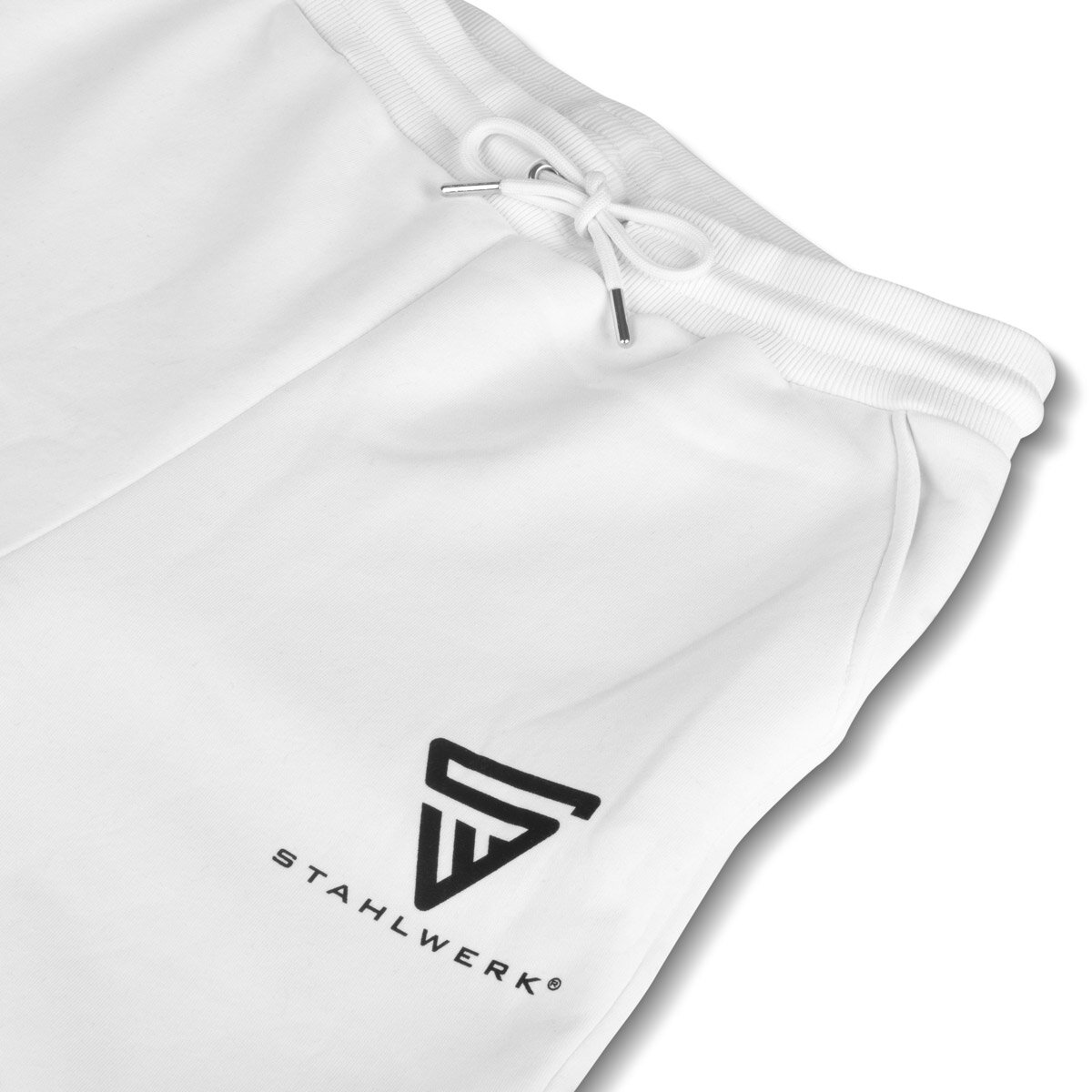 Pantalones de trote de acero Tamaño blanco XL Pantalones deportivos | Jogger | Pantalones de entrenamiento | Sweatose | Pantalones de chándal con una impresión del logotipo de 70% de algodón y 30% de poliéster