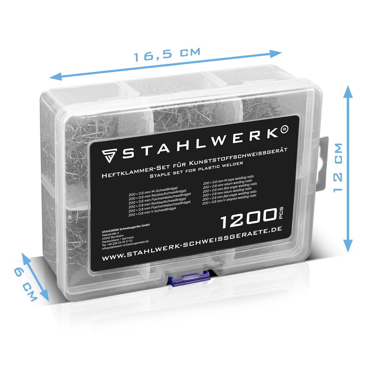 Steelworks clip set for plastic welding devices 1,200 issue clips | Welding nails | Welding brackets for hot wet stews for repairing bumpers and plastic components
