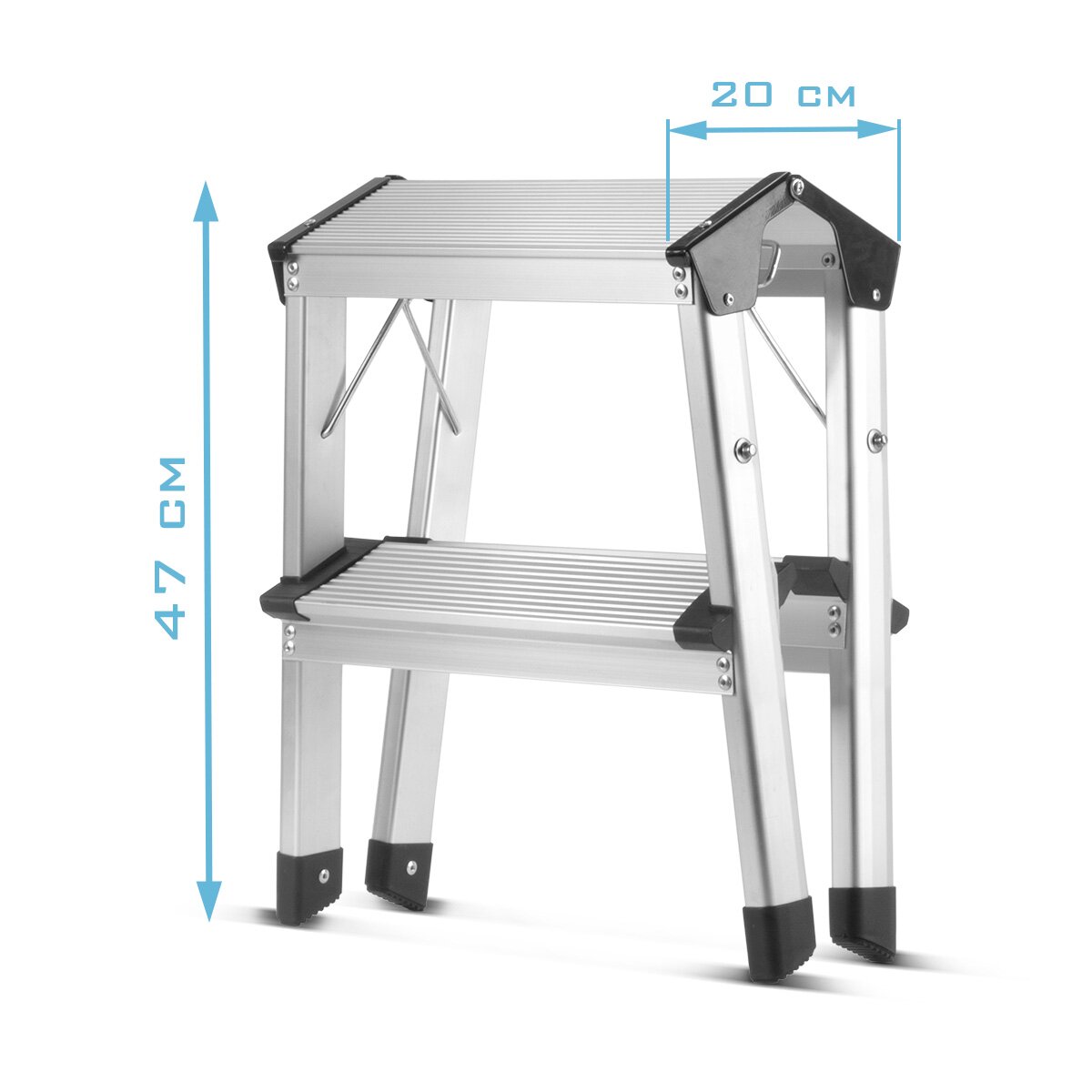 Escalera de Steelworks TL-22 St con 150 kg de capacidad de carga y 2 pasos Conductor de aluminio | Conductor plegable | Paso plegable | Gerente de múltiples posiciones | Gerente de Hogar | Permanezca escalera con coles que no