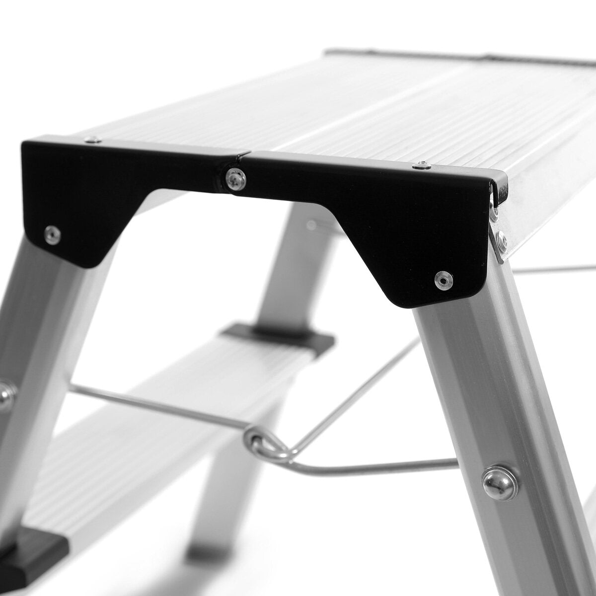Escalera de Steelworks TL-22 St con 150 kg de capacidad de carga y 2 pasos Conductor de aluminio | Conductor plegable | Paso plegable | Gerente de múltiples posiciones | Gerente de Hogar | Permanezca escalera con coles que no