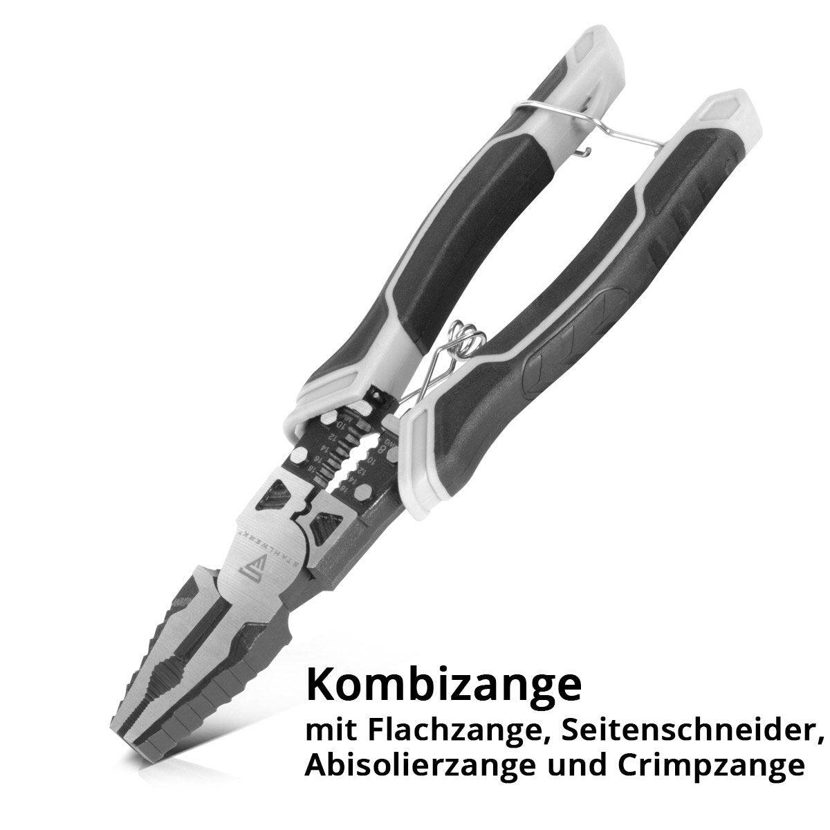 Stahlwerk Kombizange | Multifunctional tongs | Flat pliers | Side cutter | ABISOLIERLAND | Crimpzange made of high-quality chrome vanadium