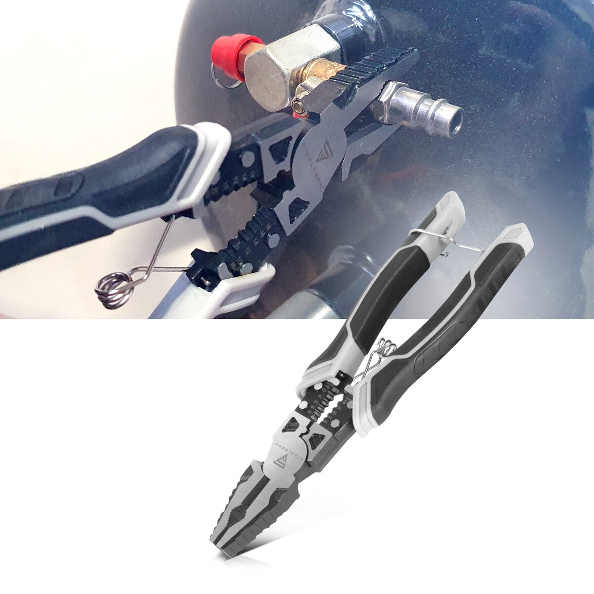 Stahlwerk Kombizange | Multifunctional tongs | Flat pliers | Side cutter | ABISOLIERLAND | Crimpzange made of high-quality chrome vanadium