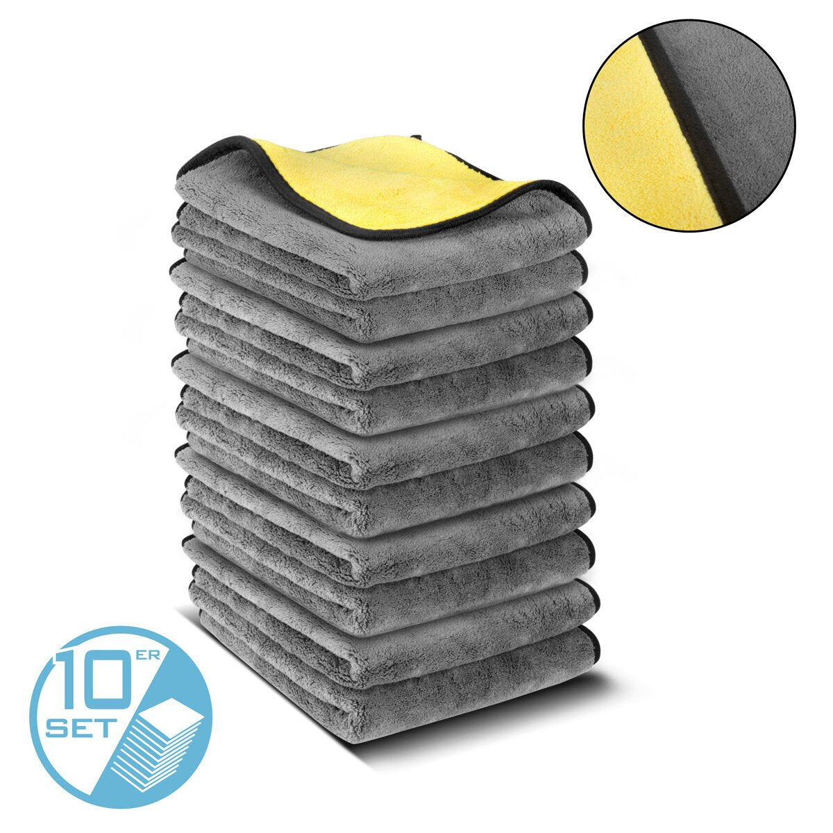 SEECE CORALE A BUSTURA ALLA faccia Acciaio 10 Set 40 x 40 cm 600 gsm asciugamano in microfibra | Panno di asciugatura | Panno per la pulizia | Panno di lucidatura | Panno per la pulizia | Ricerca di cura | Panno in microfibra