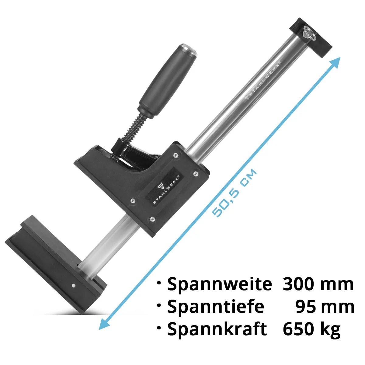 Steelworks Corpus clamps 95x300 mm / 12 "| Powerful screw clamp with 650 kg of clamping power | Clamping clamp with large contact surface for fixing workpieces | Stable clamp with span 300 mm, clamping depth 95 mm
