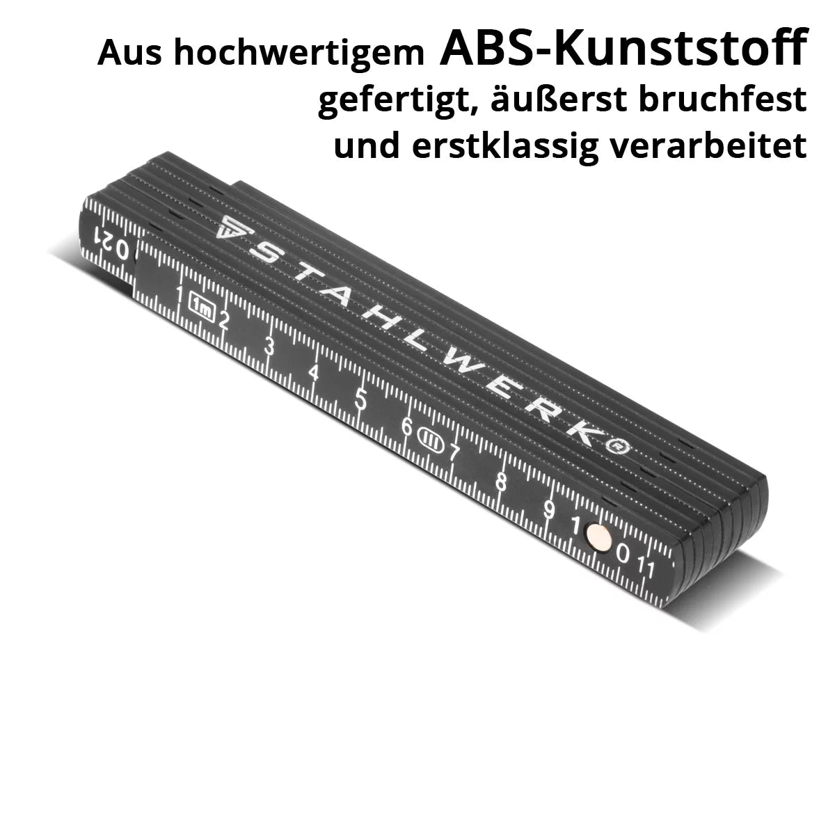 STAHLWERK Zollstock 1 Meter präziser Kunststoff-Gliedermaßstab | Meterstab | Maßstab | Maßband | Metermaß mit gut ablesbaren metrischen Ziffern