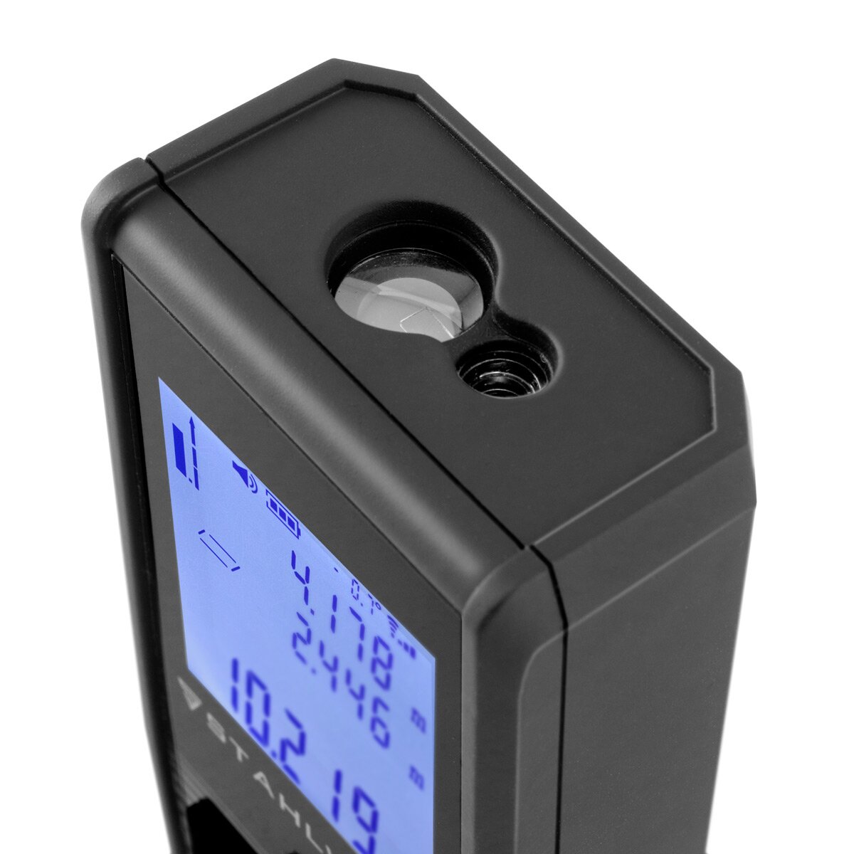 Steelwork Laser Remanding meter LE-100 ST up to 100 m distance knife with illuminated LCD digital display, distance and distance measuring device for precise measurement of distances and space content on construction sites or indoors