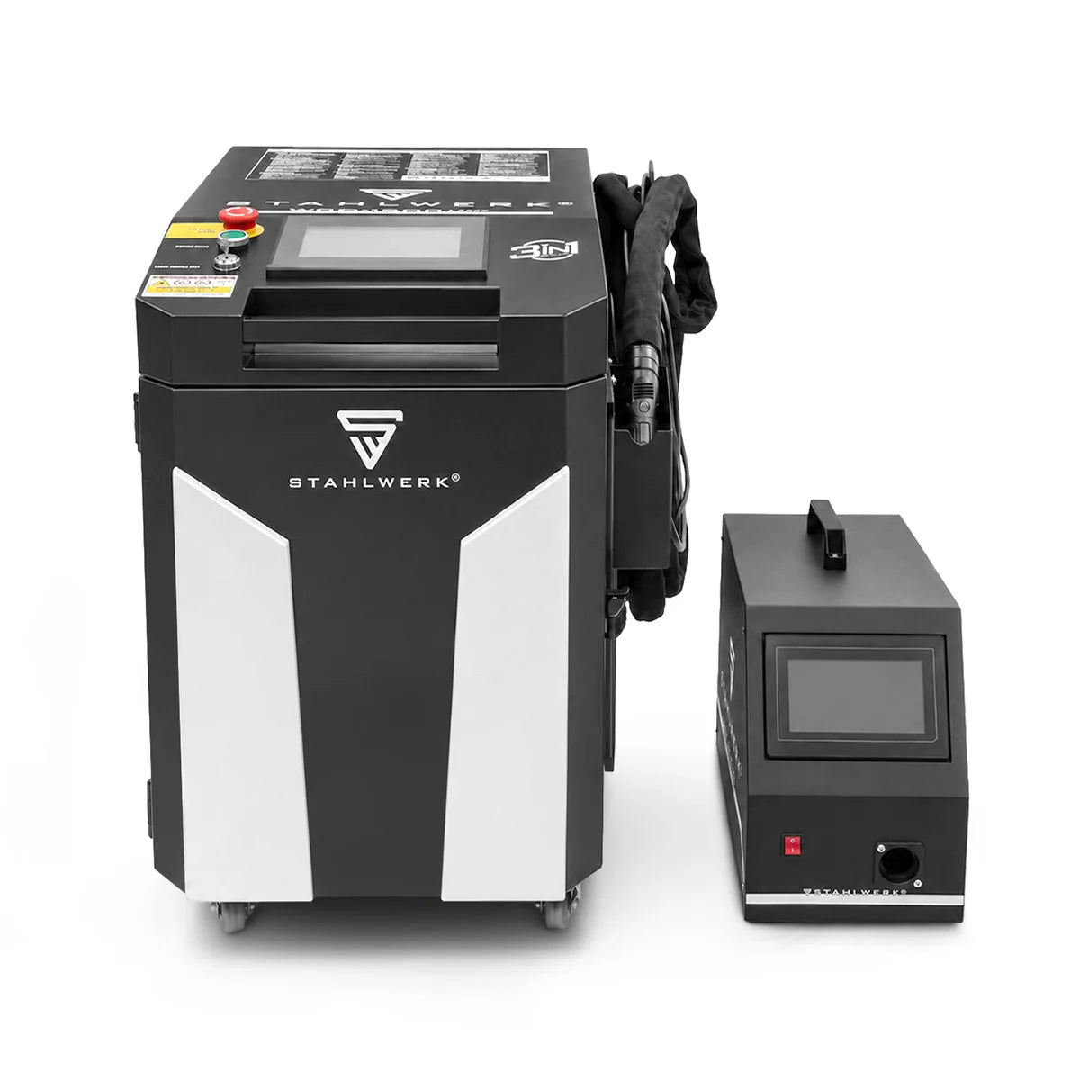 STAHLWERK Laser-Schweißgerät WCD 1500 Laser Pro mit 1500 W | 3-in-1-Laser-Schweißanlage zum Schweißen, Schneiden und Reinigen | Handgeführtes Schweißsystem mit CW-Faserlaser | Laserklasse 4 | 230 V