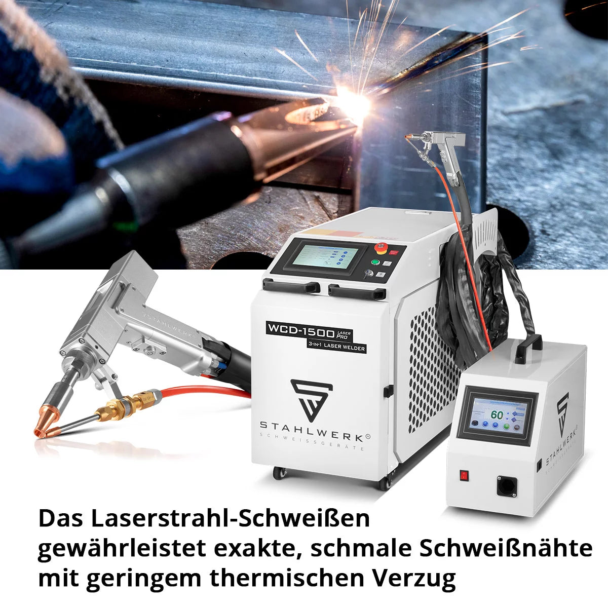 STAHLWERK laser welding machine WCD-1500 Laser Pro | Fully equipped | 1500 watts | Professional 3-in-1 handheld laser welding machine for precise welding, cutting and rust removal