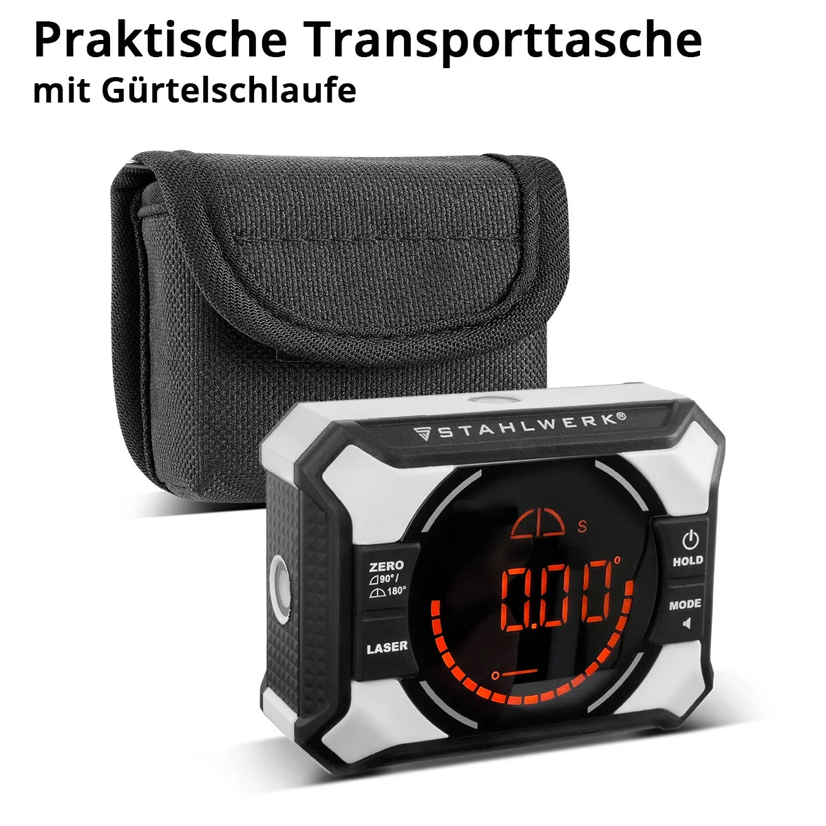 STAHLWERK digital laser angle measuring device DAG-360 ST | Digital protractor and spirit level with cross line laser Level Box | Level indicator | Magnetic attachment | Li-ion battery | USB-C charging port