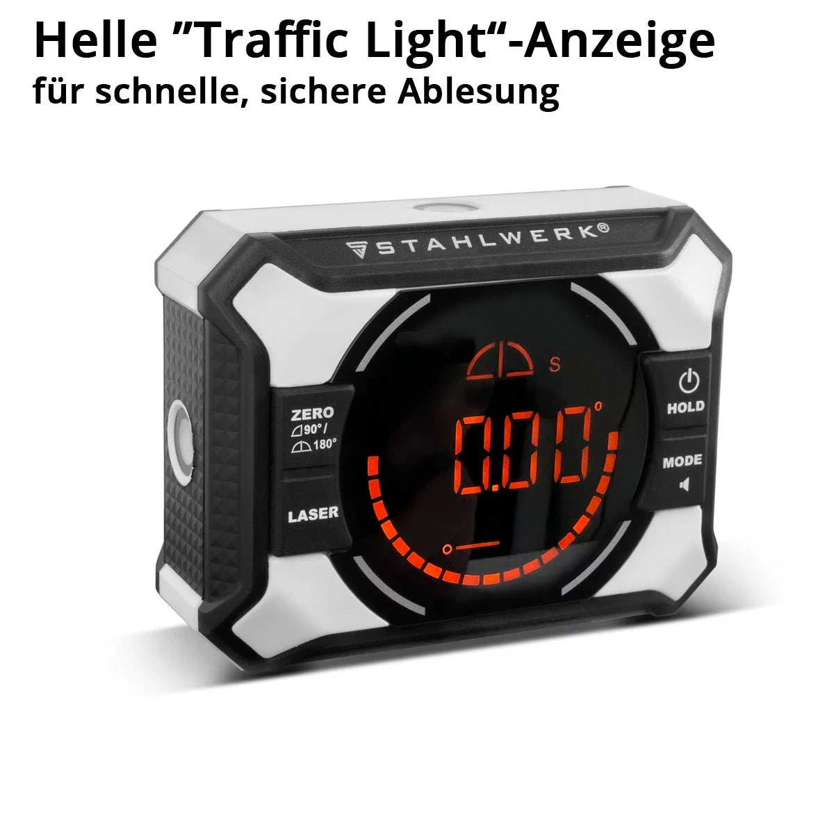 STAHLWERK digital laser angle measuring device DAG-360 ST | Digital protractor and spirit level with cross line laser Level Box | Level indicator | Magnetic attachment | Li-ion battery | USB-C charging port