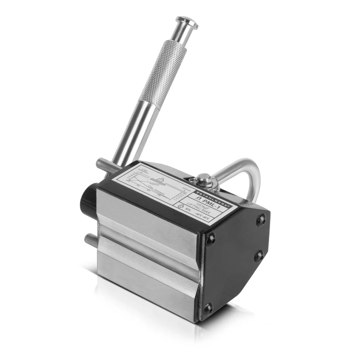 Steelwork Lasting magnet with 100 kg / 220 LBS load capacity and 350 kg / 771 LBS tract force hand -controlled crane magnet | Magnetlifter | Hebemagnet