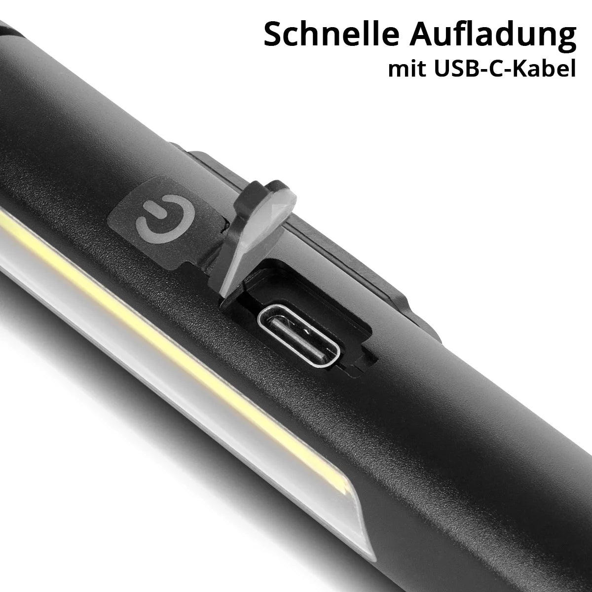 Luz de trabajo LED de Steelworks | Potente lámpara estable con linterna COB | Lámpara de taller con soporte magnético | Conexión USB-C | Batería de 600 mAh | Rápidamente recargable | Lámpara LED universalmente utilizable
