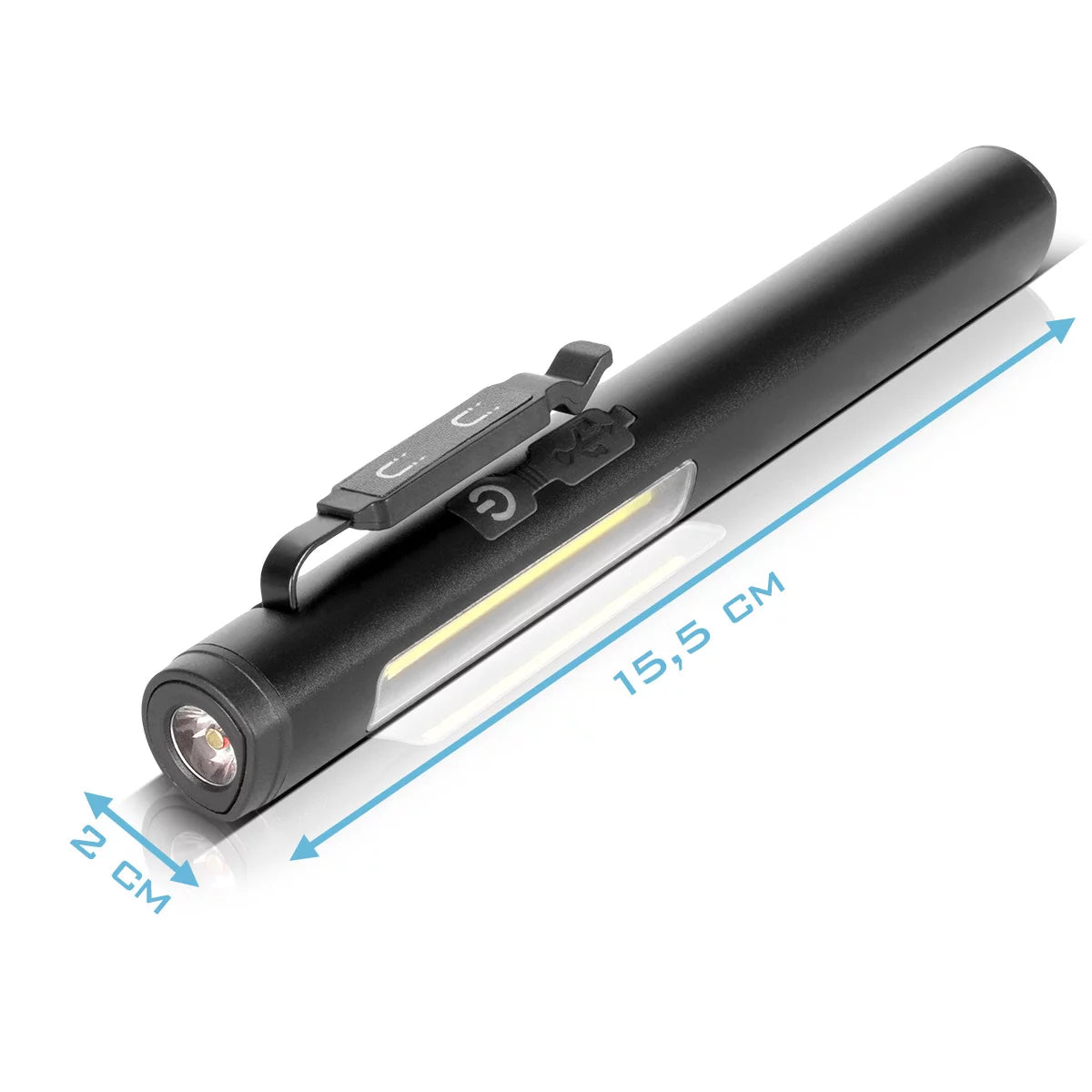 Luz de trabajo LED de Steelworks | Potente lámpara estable con linterna COB | Lámpara de taller con soporte magnético | Conexión USB-C | Batería de 600 mAh | Rápidamente recargable | Lámpara LED universalmente utilizable