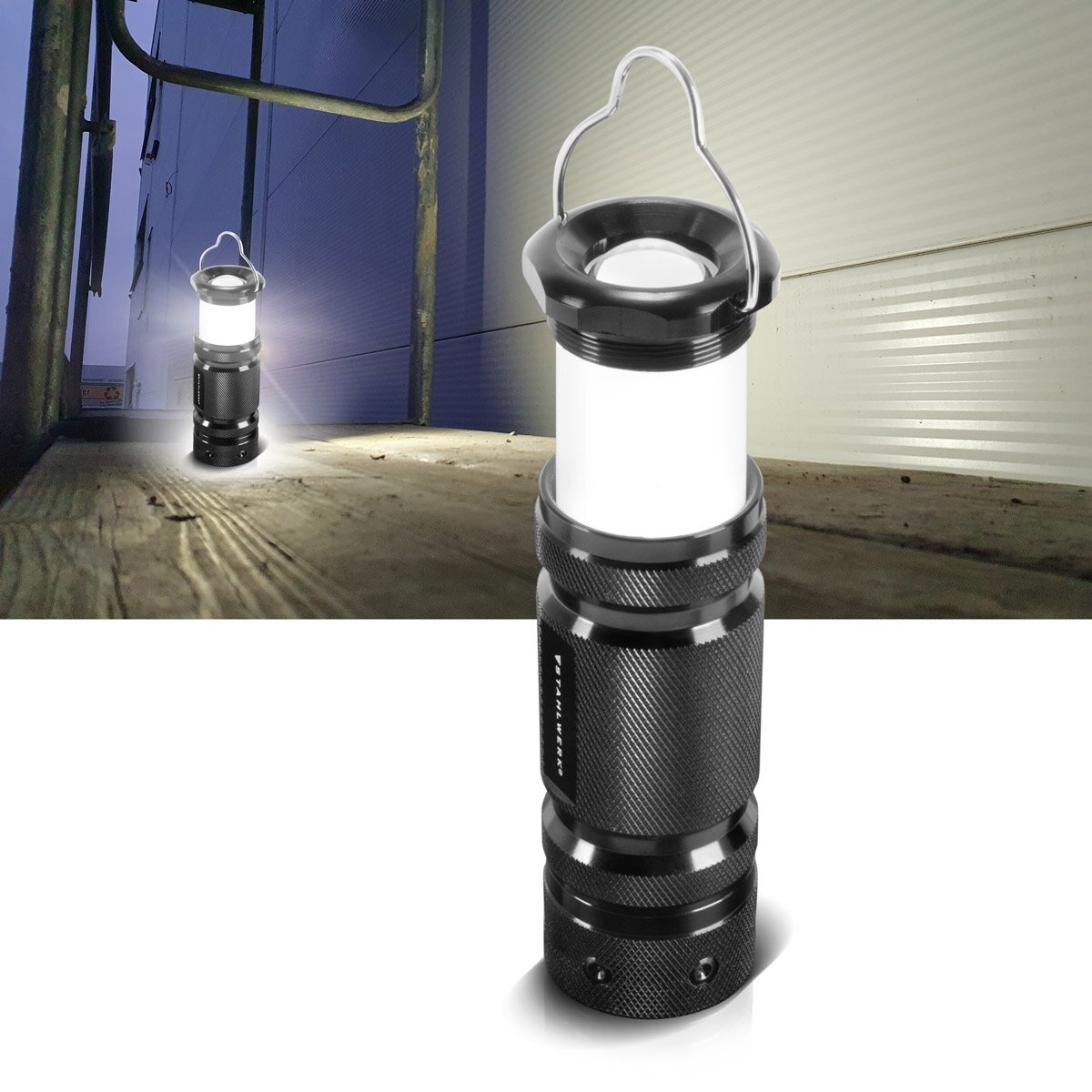 STAHLWERK مصباح يدوي LED مع 6 أوضاع، ضوء قضيب تلسكوبي قابل للتمديد 360 درجة / ضوء LED / ضوء LED / مصباح LED / فانوس LED بغطاء من الألومنيوم عالي الجودة