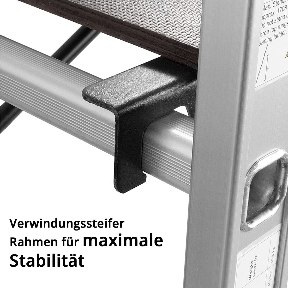 STAHLWERK Leitergerüst LG-270 ST 150 kg Tragkraft, 3 in 1 Mehrzweckleiter / Aluminium Klappleiter / Arbeitsgerüst / Arbeitsplattform / Gerüst mit rutschfesten Sprossen inklusive 7 Jahre Hersteller-Garantie