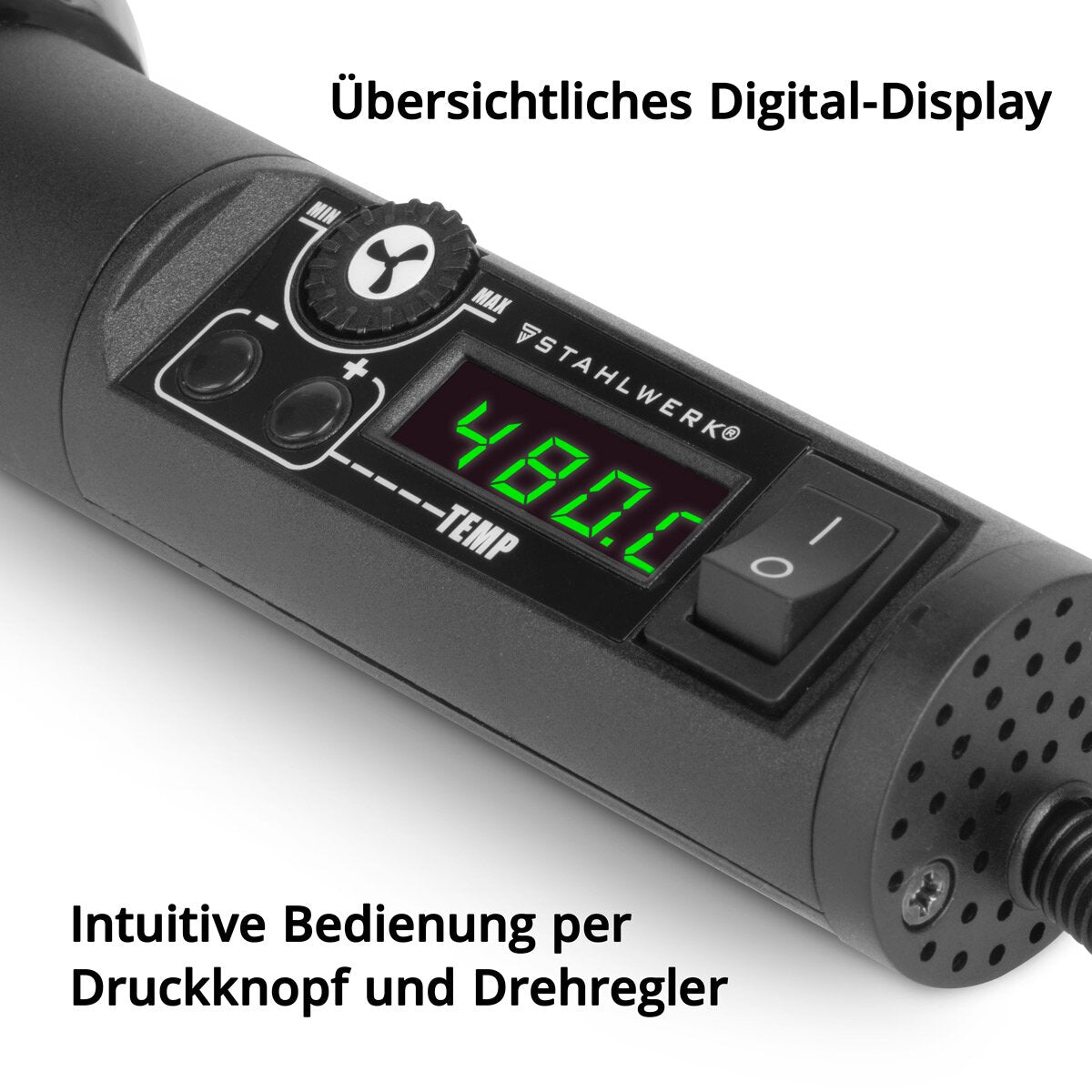 STAHLWERK Lötstation Heißluftgebläse HLG-480 ST mit 700 W und 100 - 480°C Lötgerät | Lötkolben | Lötpistole | Heißluftpistole für Heißluft-, Löt-, Rework- und Entlötarbeiten