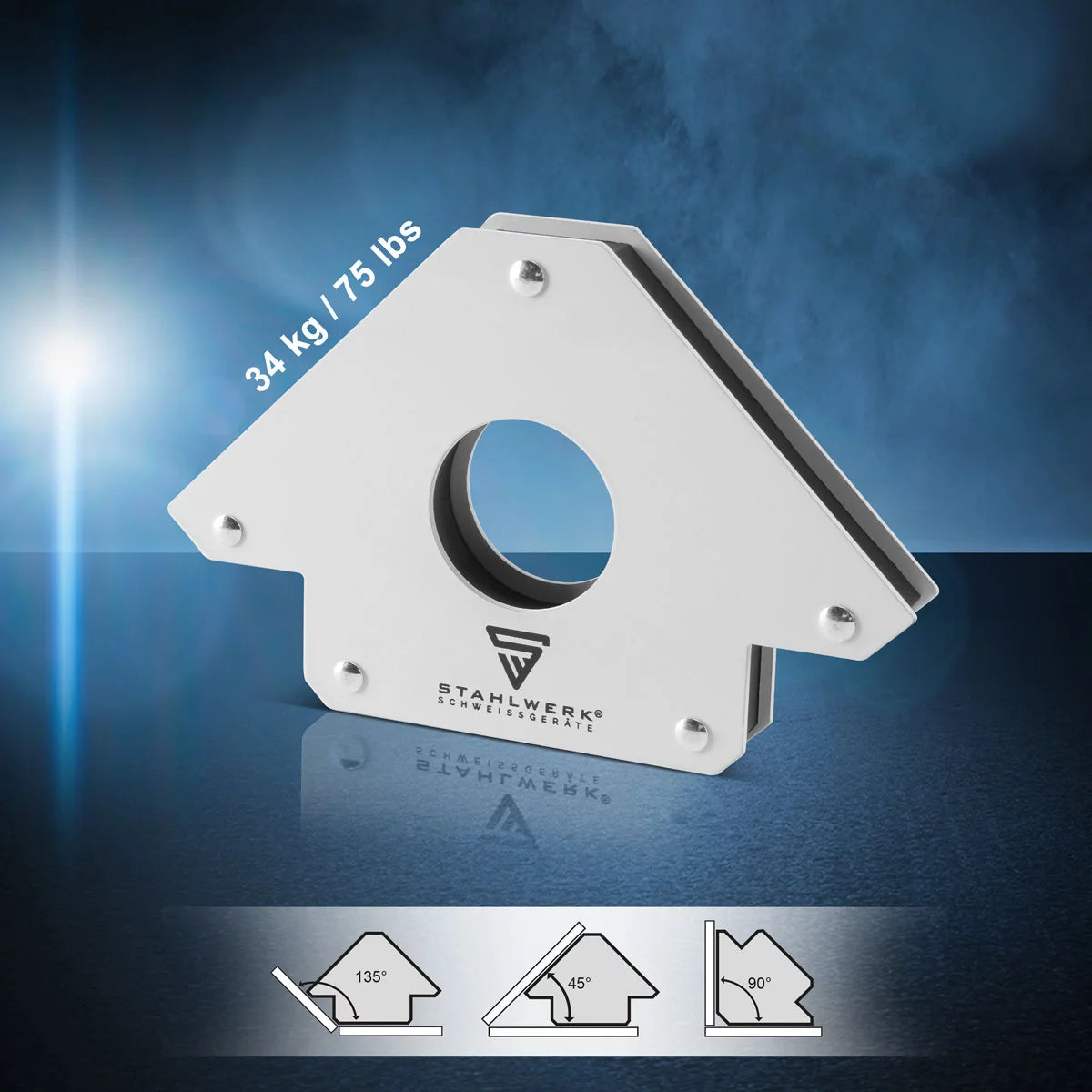 Steelworks 4 x Magnético Wewers Angle 45 ° x 90 ° x 135 °, 22.6 kg / 50 lbs 4er set
