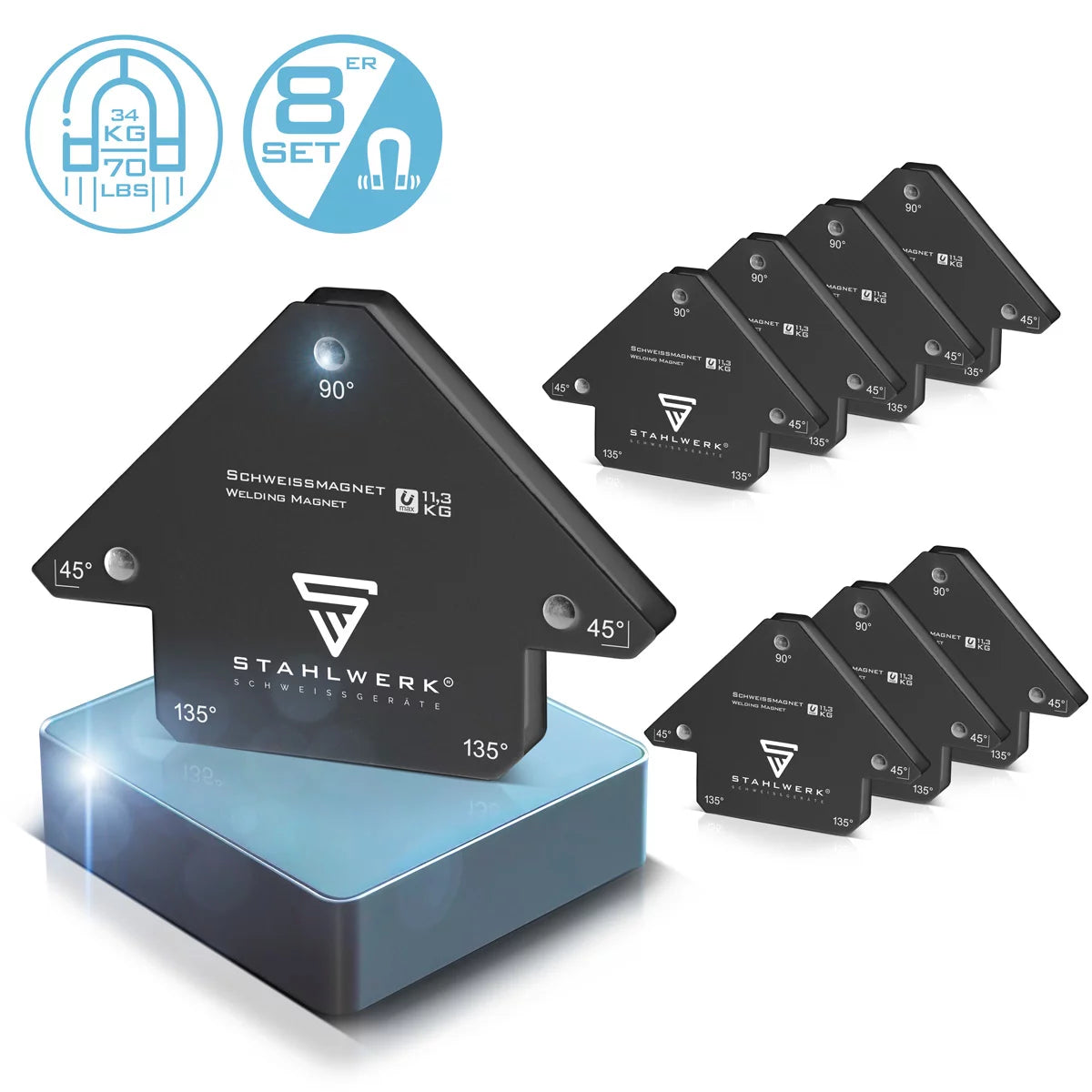 Steelworks 8er sweat angle set magnet 11.3kg 25lbs welding magnet