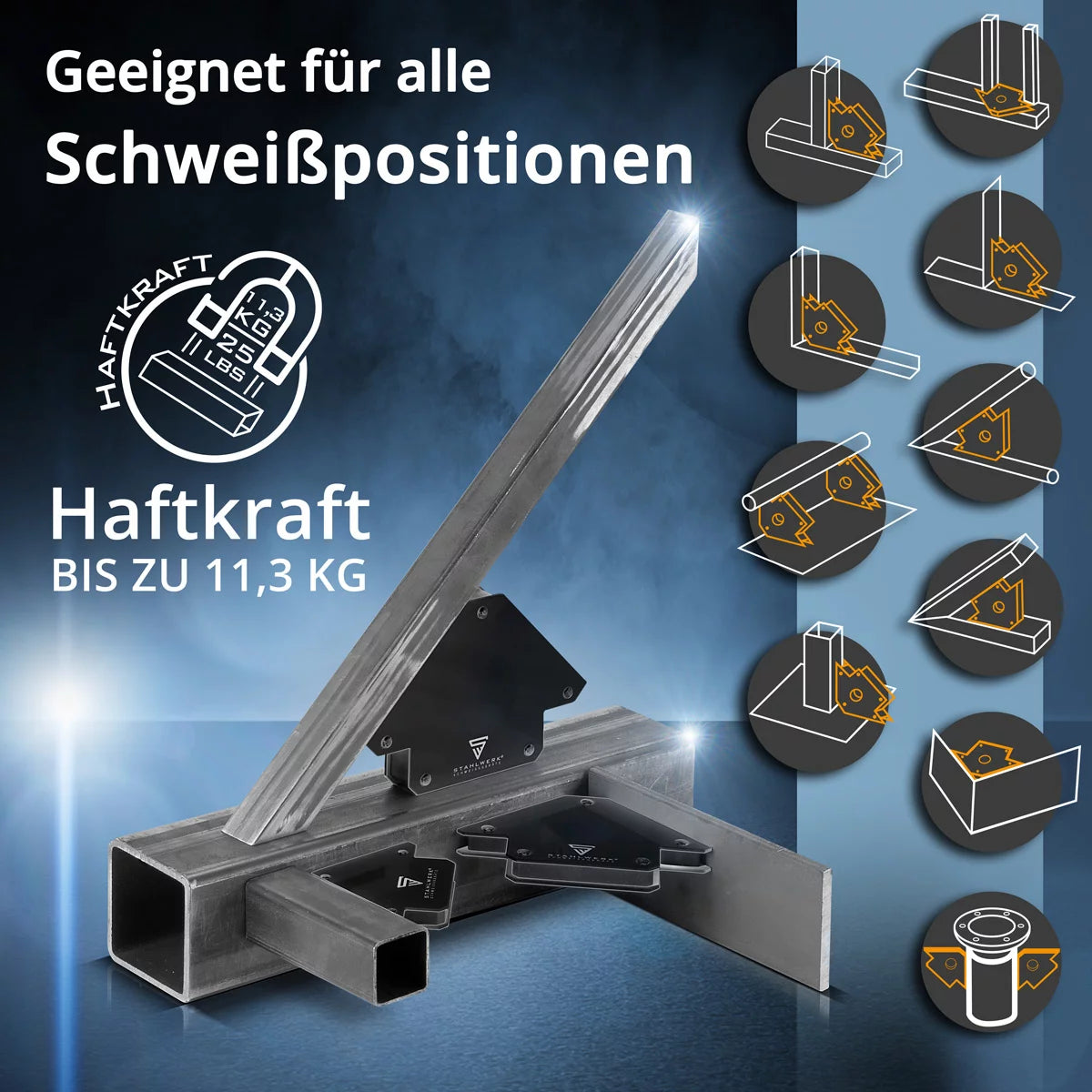 Steelworks 8er sweat angle set magnet 11.3kg 25lbs welding magnet