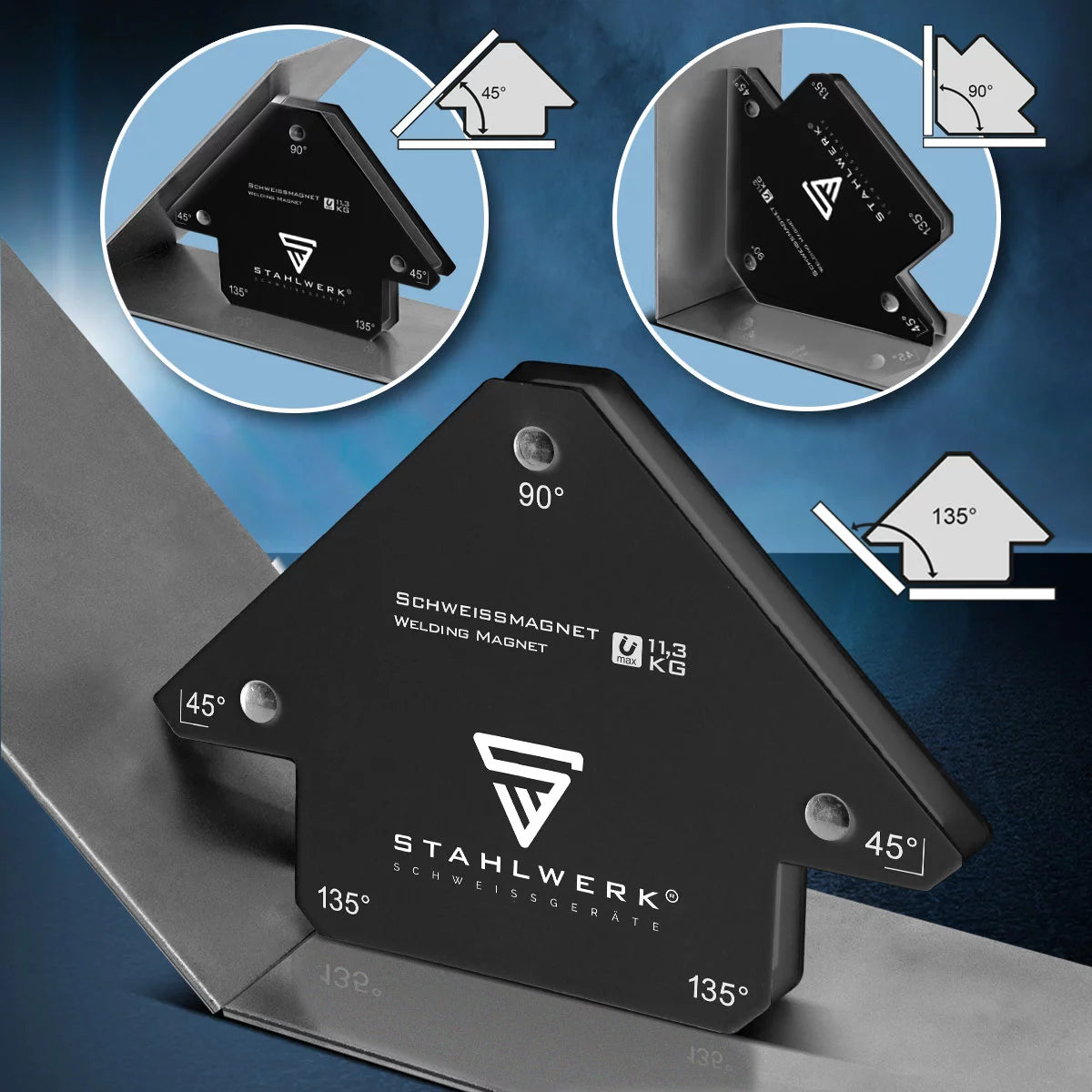 Steelworks 8er sweat angle set magnet 11.3kg 25lbs welding magnet