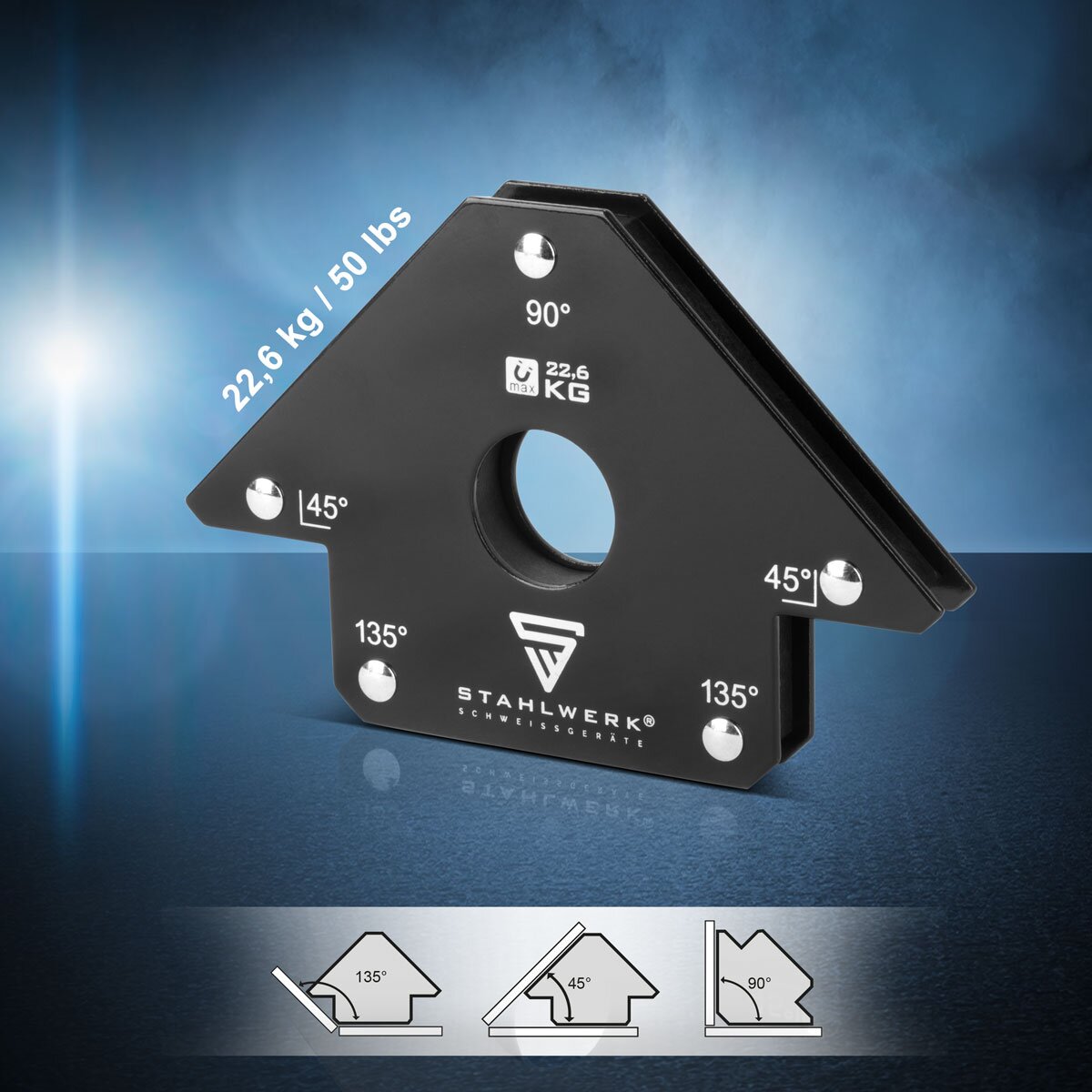Steelworks 4 Set magnet saldatura angolo di saldatura 22,6 kg | Magnete pratico di saldatura da 50 libbre | Angolo magnetico | Posizionatori di saldatura con forte adesione