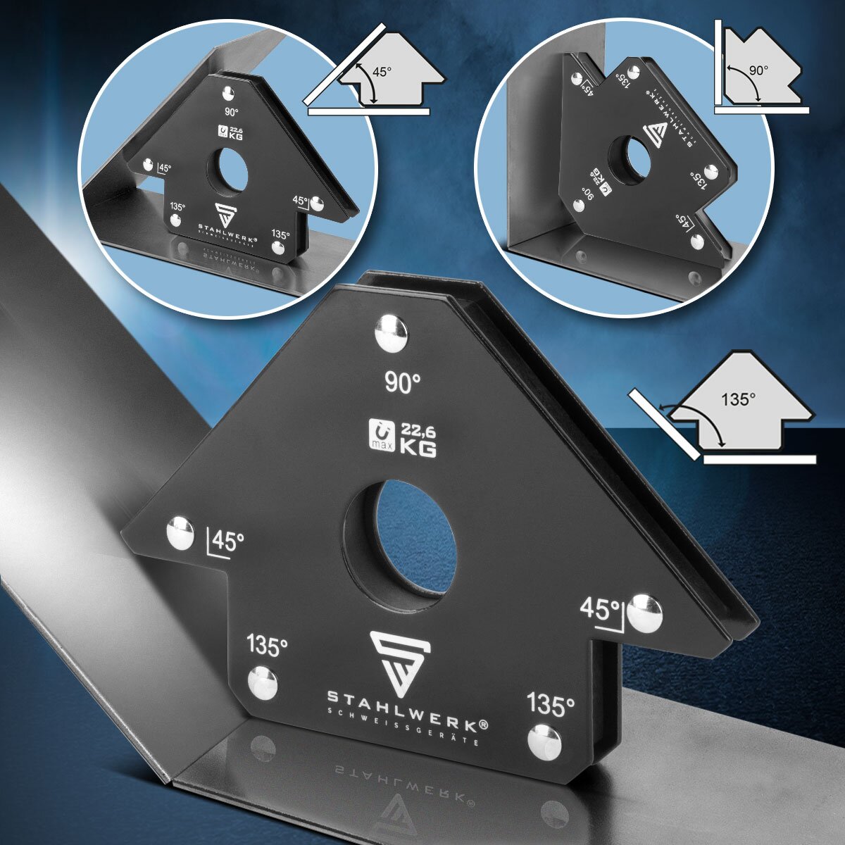 Steelworks 4 Set magnet saldatura angolo di saldatura 22,6 kg | Magnete pratico di saldatura da 50 libbre | Angolo magnetico | Posizionatori di saldatura con forte adesione