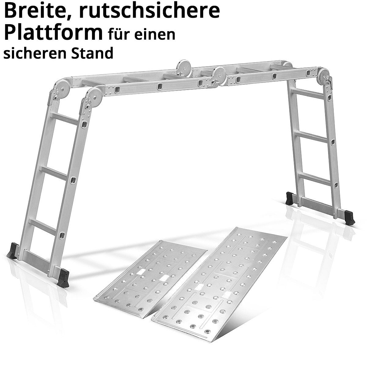Steelworks Manager polyvalent ML-356 ST 150 kg Capacité de charge, 3 en 1 Échelle échafaudage / conducteur de pliage en aluminium / plate-forme d'échafaudage / échafaudage avec germes non glissants, y compris 7 ans de garantie du fabricant