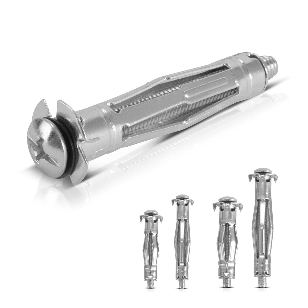 Pinze per cavità della cavità in acciaio nel set con cavità metallica dowel m4 x 32 | M4 x 38 | M5 X37 | M5 X 52 | Set di tasselli in metallo in 72 parti con pinze per il muro a secco