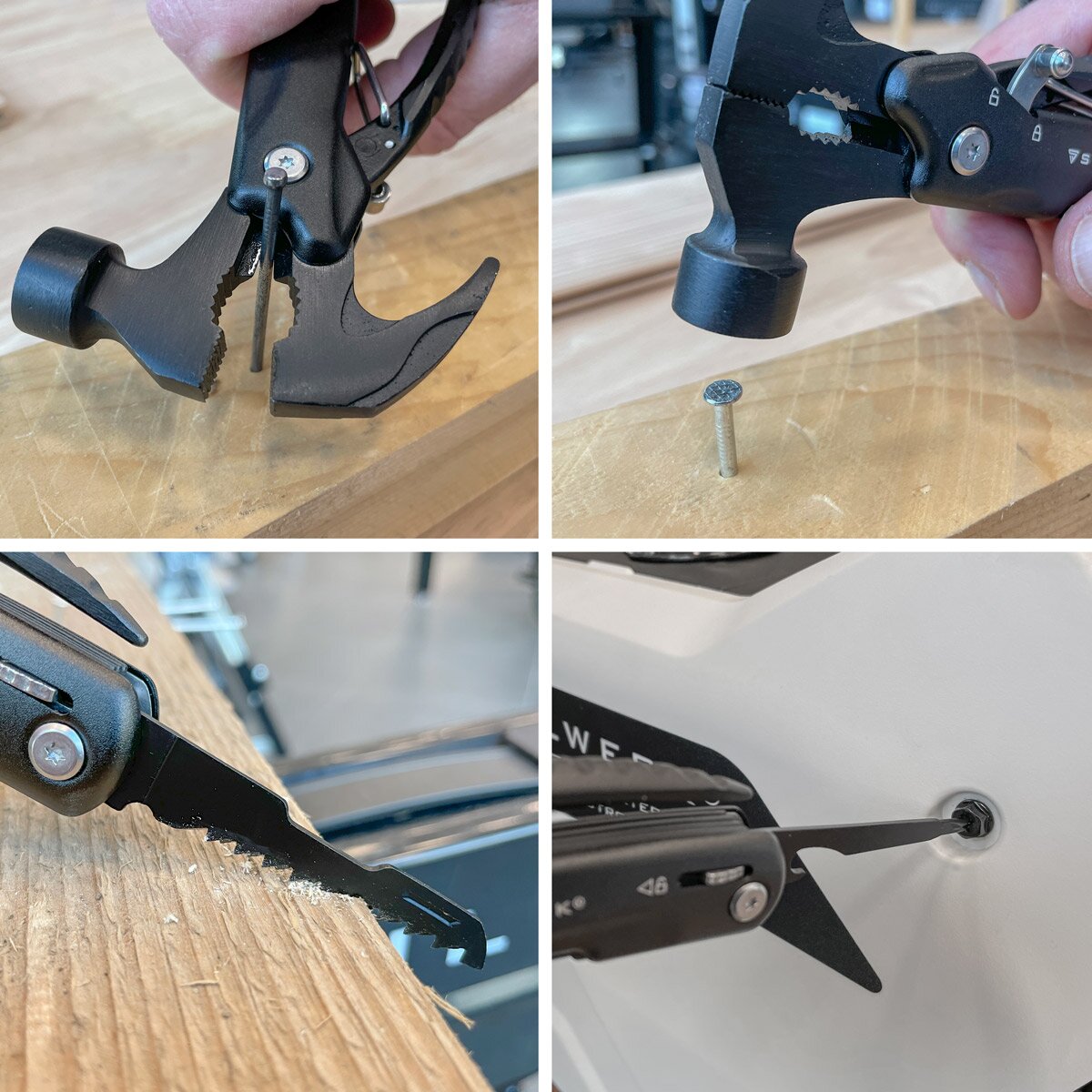 Steelwork Multi -Tool con 12 herramientas, navaja de bolsillo de alta calidad / cuchillo plegable / herramienta multifuncional con martillo, cuchillo, sierra, archivo, combinación, destornillador, etc., incluida la linterna LED