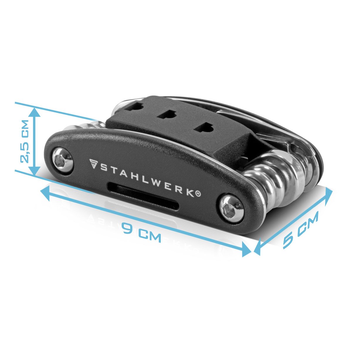 STAHLWERK Multitool / Multifunktionswerkzeug / 16 in 1 Fahrrad Reparaturwerkzeug / Radwerkzeug für unterwegs