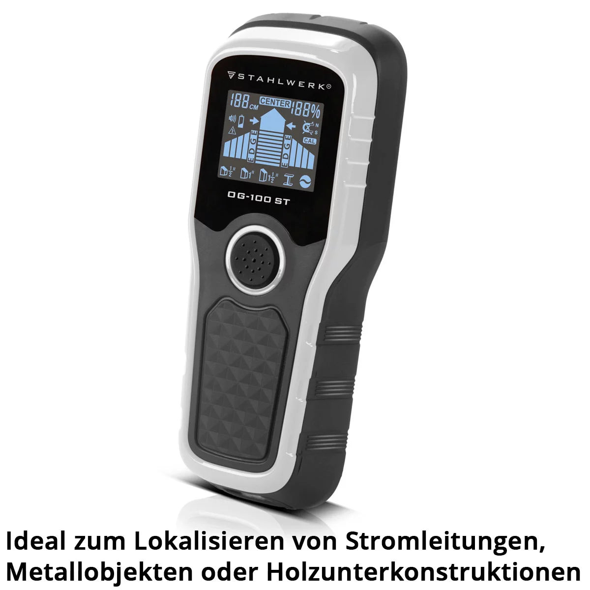 Stahlwerk Location device OG-100 ST wall scanner, metal detector, cable searcher, bolzendecarte, cable search device, wall detector for the locations of power lines, metal objects or bars in wall and ceiling