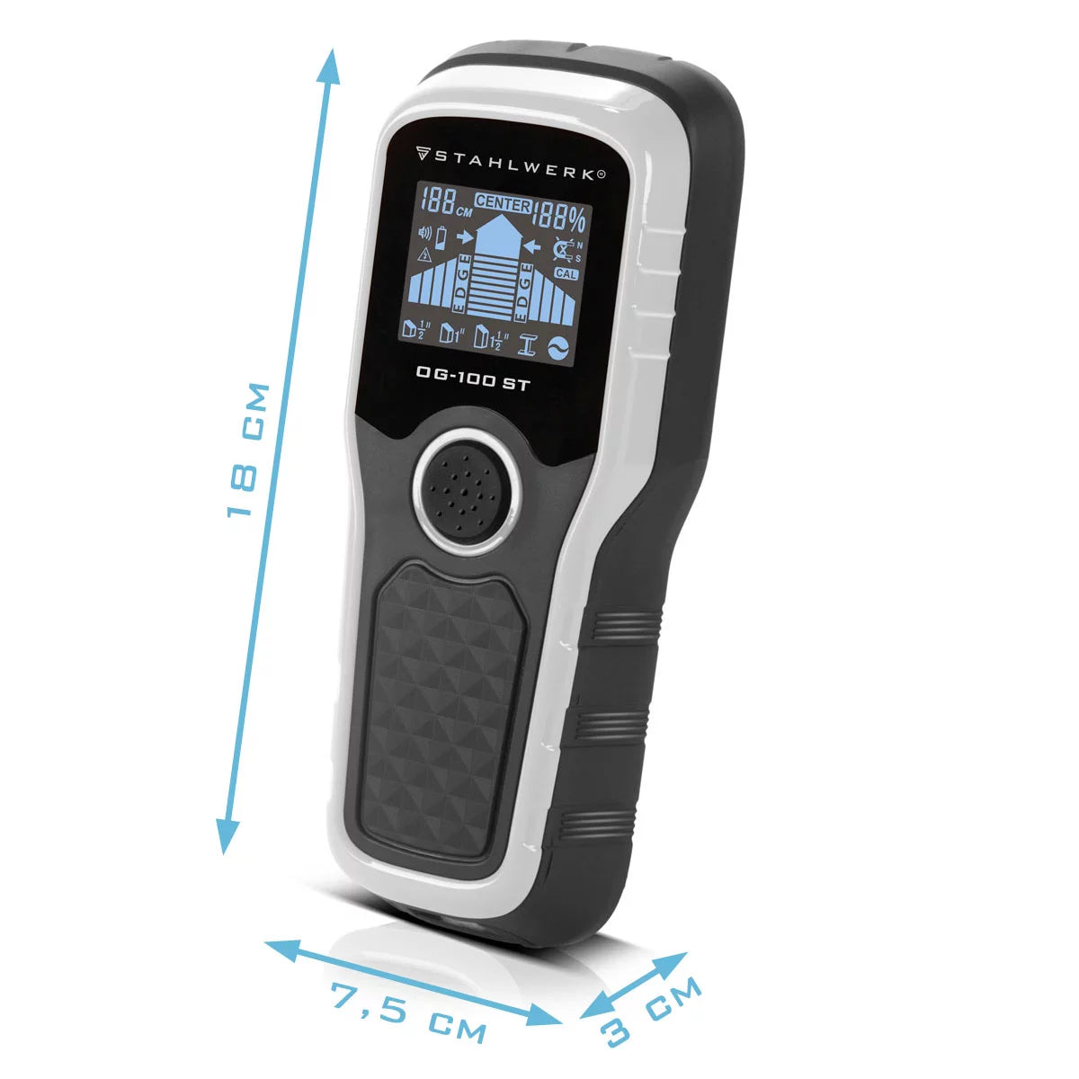 Stahlwerk Location device OG-100 ST wall scanner, metal detector, cable searcher, bolzendecarte, cable search device, wall detector for the locations of power lines, metal objects or bars in wall and ceiling