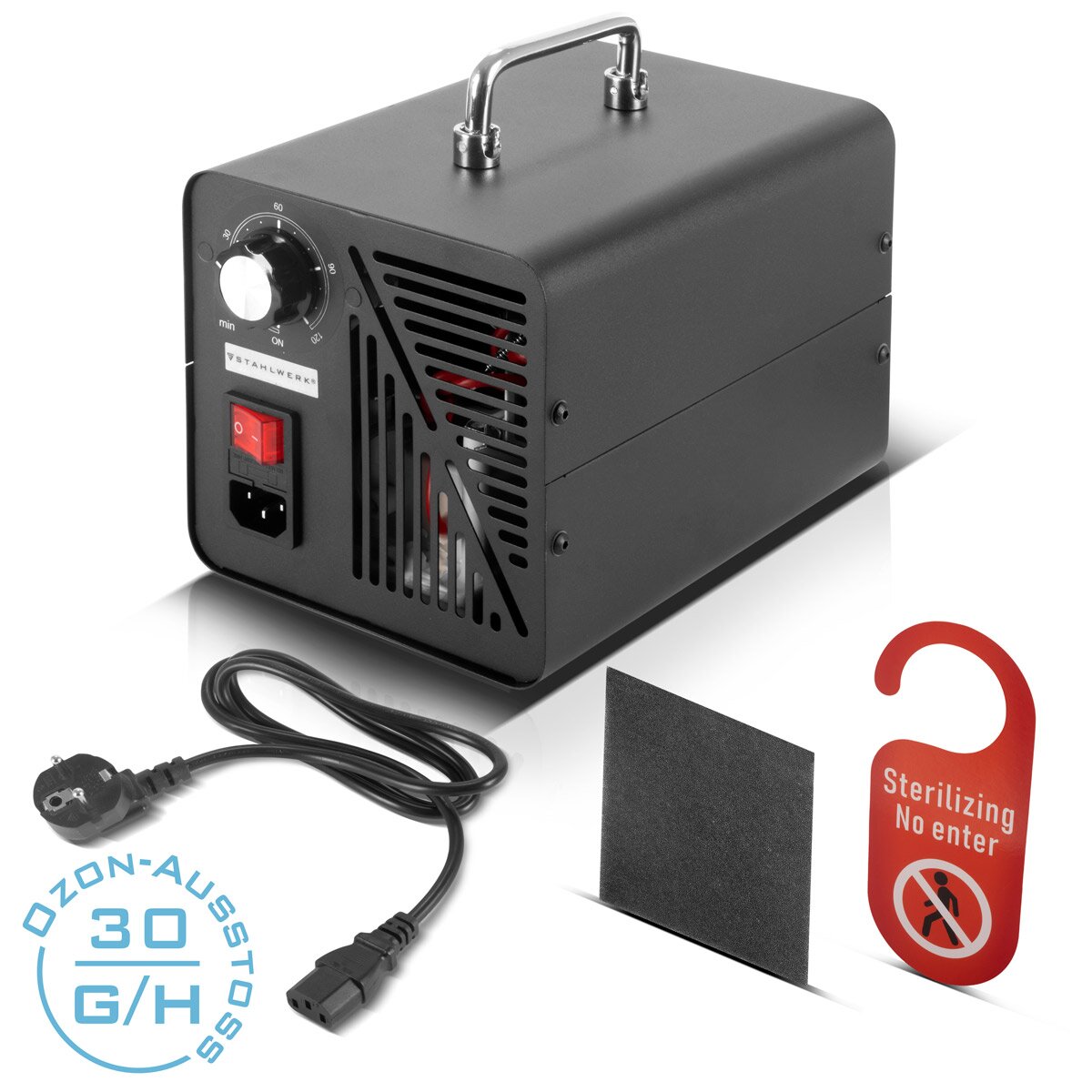 STAHLWERK Ozongenerator OG-40 ST mit 40 g/h, bis 200 qm, Dauerbetrieb- und Timer-Funktion, Ozonisator | Ozongerät | Ozon-Luftreiniger zur Neutralisation von Gerüchen in Auto, Haushalt und Bausanierung
