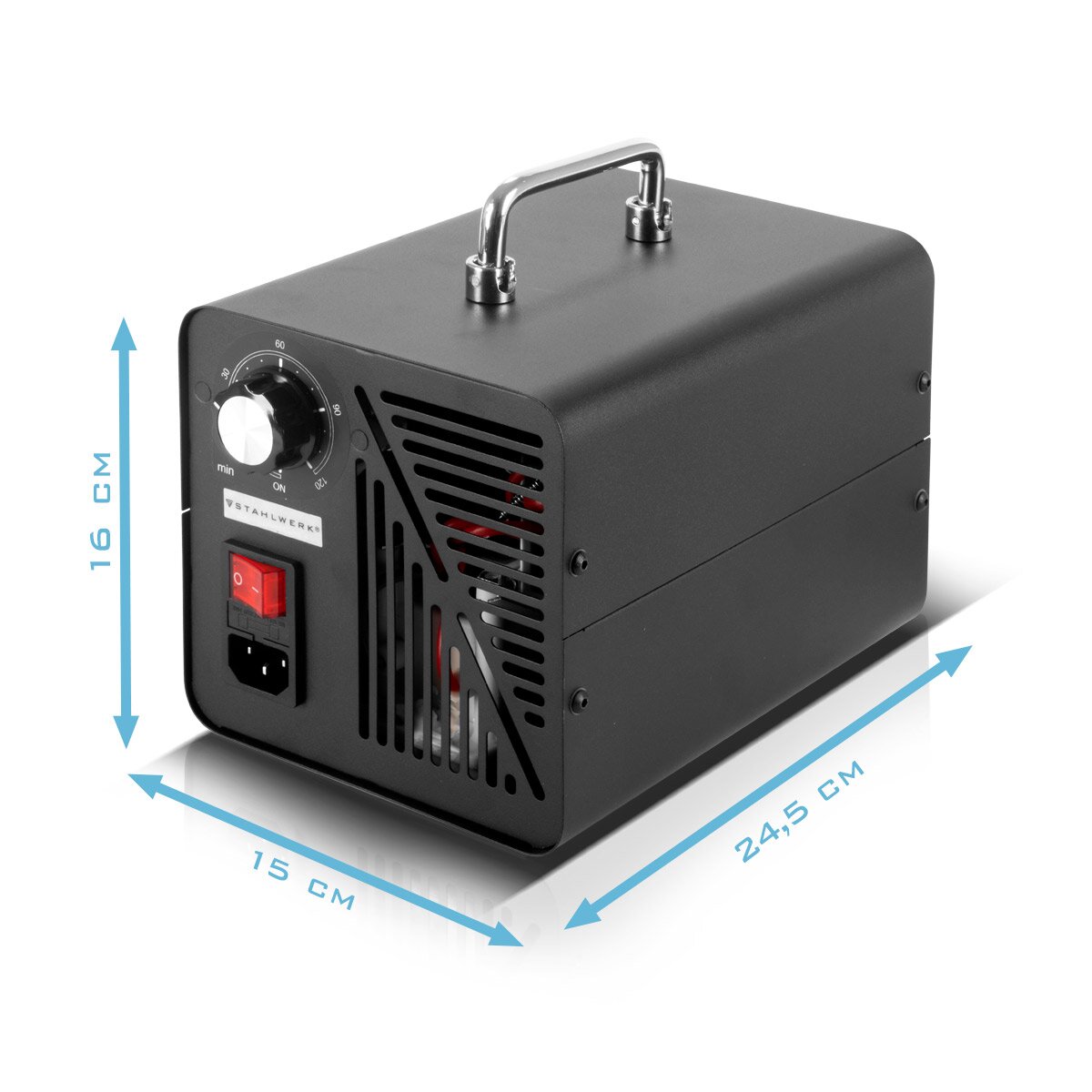 STAHLWERK Ozongenerator OG-40 ST mit 40 g/h, bis 200 qm, Dauerbetrieb- und Timer-Funktion, Ozonisator | Ozongerät | Ozon-Luftreiniger zur Neutralisation von Gerüchen in Auto, Haushalt und Bausanierung