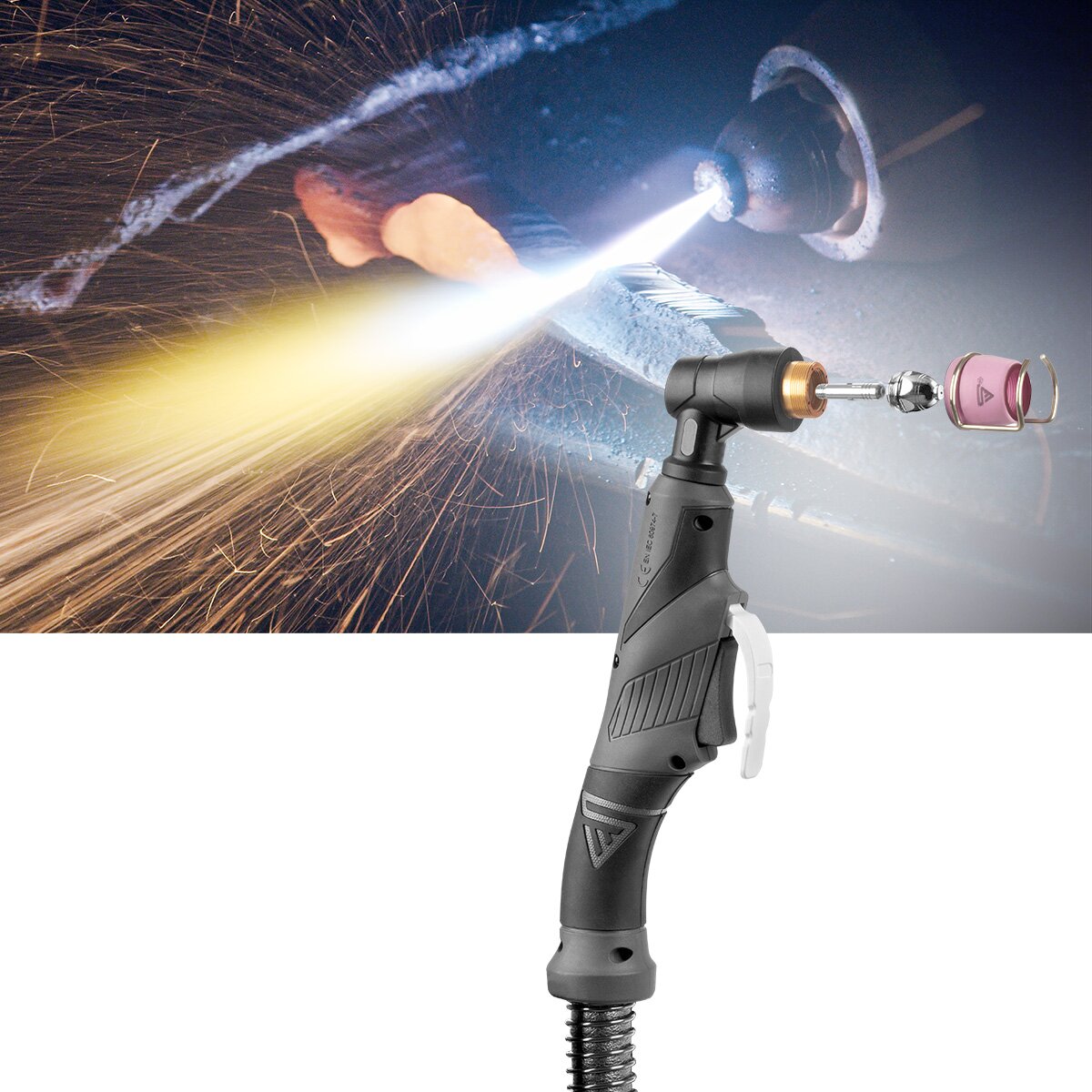 Steelworks plasma cutting burner P-60 with 5 meters of hose package up to 70 amperes / plasma cutter / original steel mill welding accessories