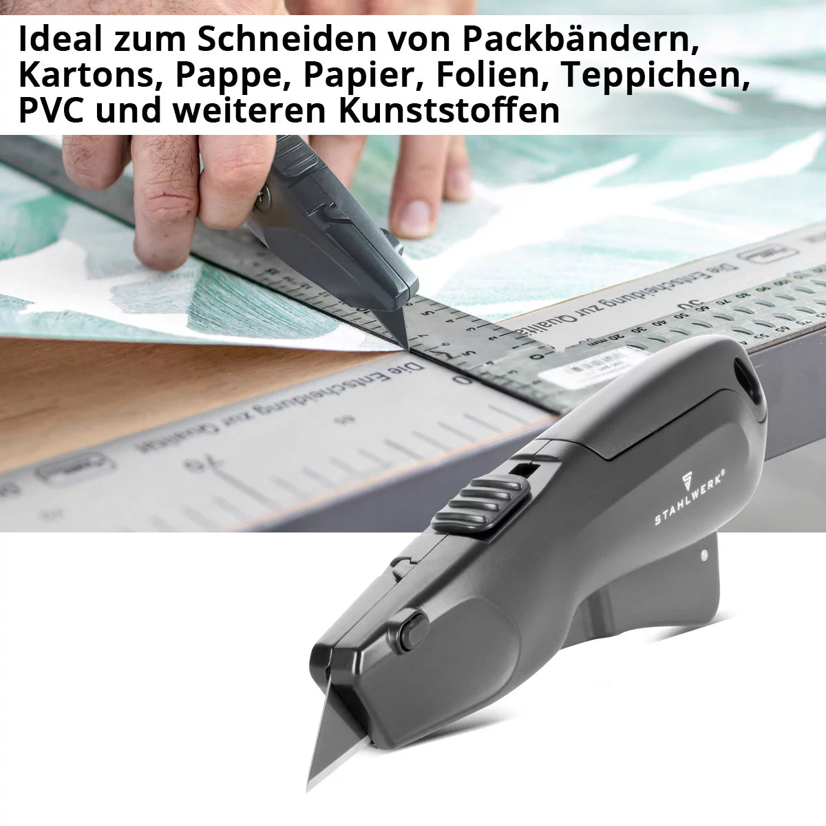 Steelworks cutter knife UCM-19 st 3 Set with quick-change blade, automatic blade withdrawal and safety lock cutter | Carpet knife | Safety knife | Package knife | Cardboard knife