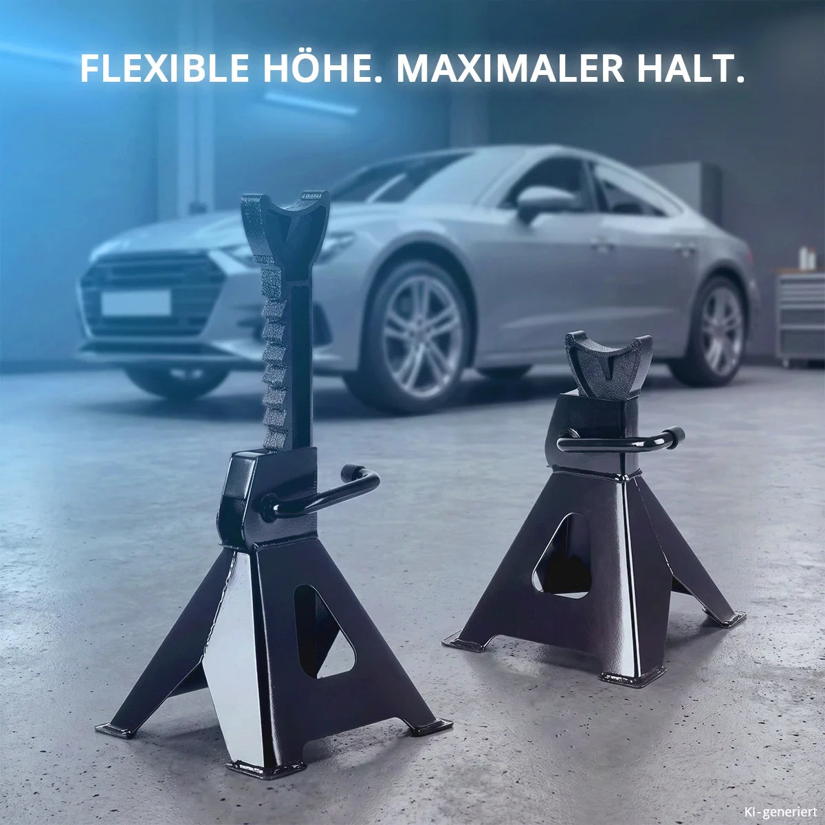 STAHLWERK car jack WHB-73 ST with 3 t load capacity, rubberized silent rollers, double lifting piston and 73-500 mm lifting range | Extra flat trolley jack | Hydraulic car jack | Black car jack