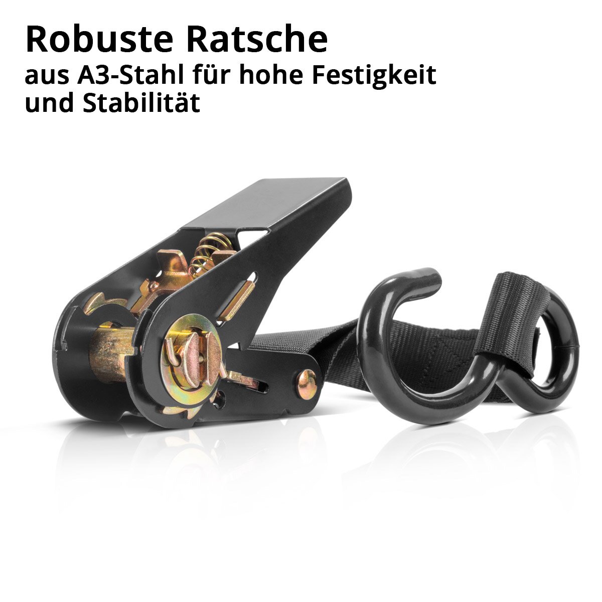 STAHLWERK Ratschengurt mit Haken 4er Set 5 m x 25 mm 800 kg | LC 800 daN Spanngurt | Zurrgurt | Befestigungsriemen | Befestigungsgurt mit Ratschen-Funktion TÜV/GS geprüft