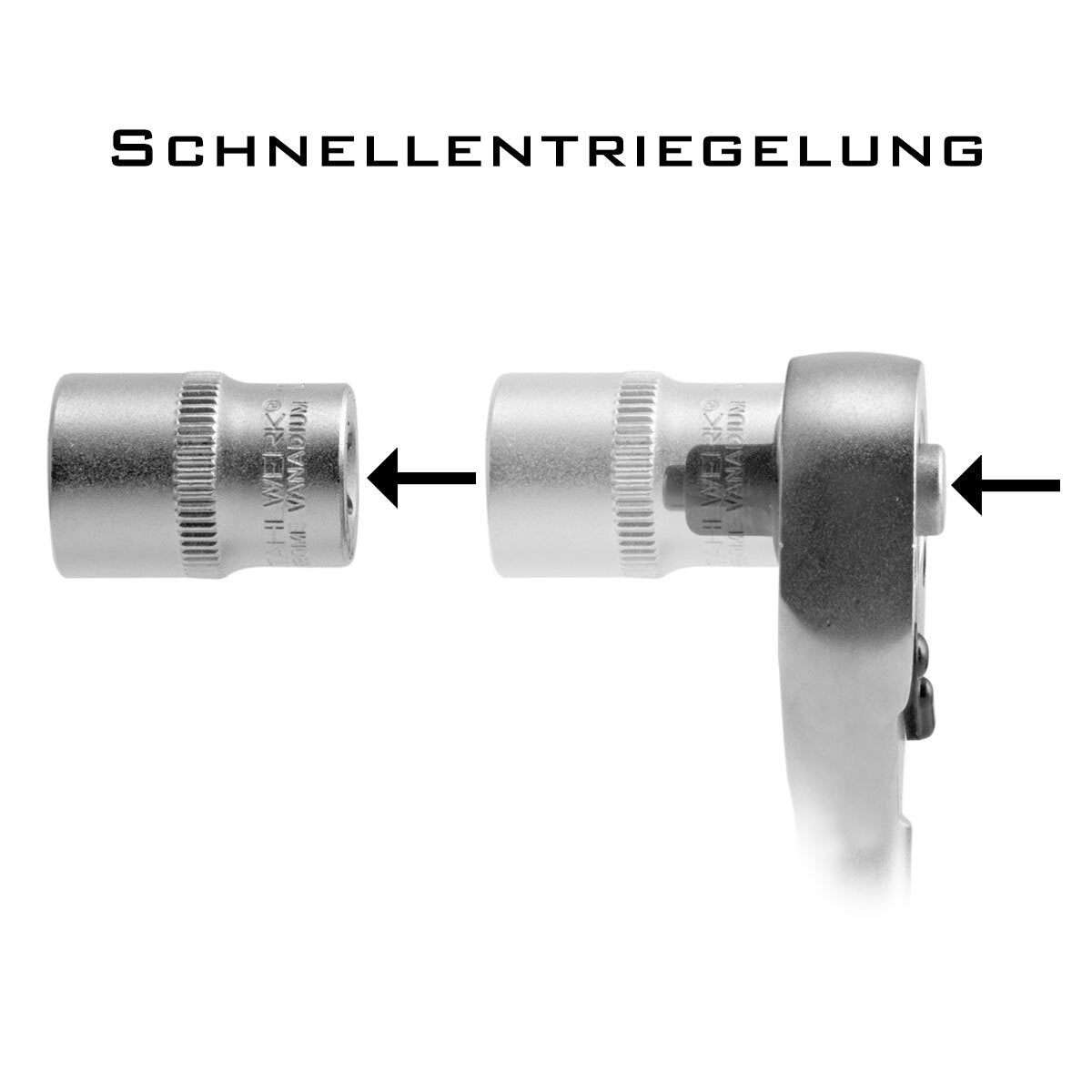 STAHLWERK 60-teiliger Profi-Ratschenkasten mit 1/2 Zoll Umschaltknarre aus Chrom- Vanadium-Stahl 72 Zähne inklusive Steckschlüssel- und Bit-Set S2-Stahl