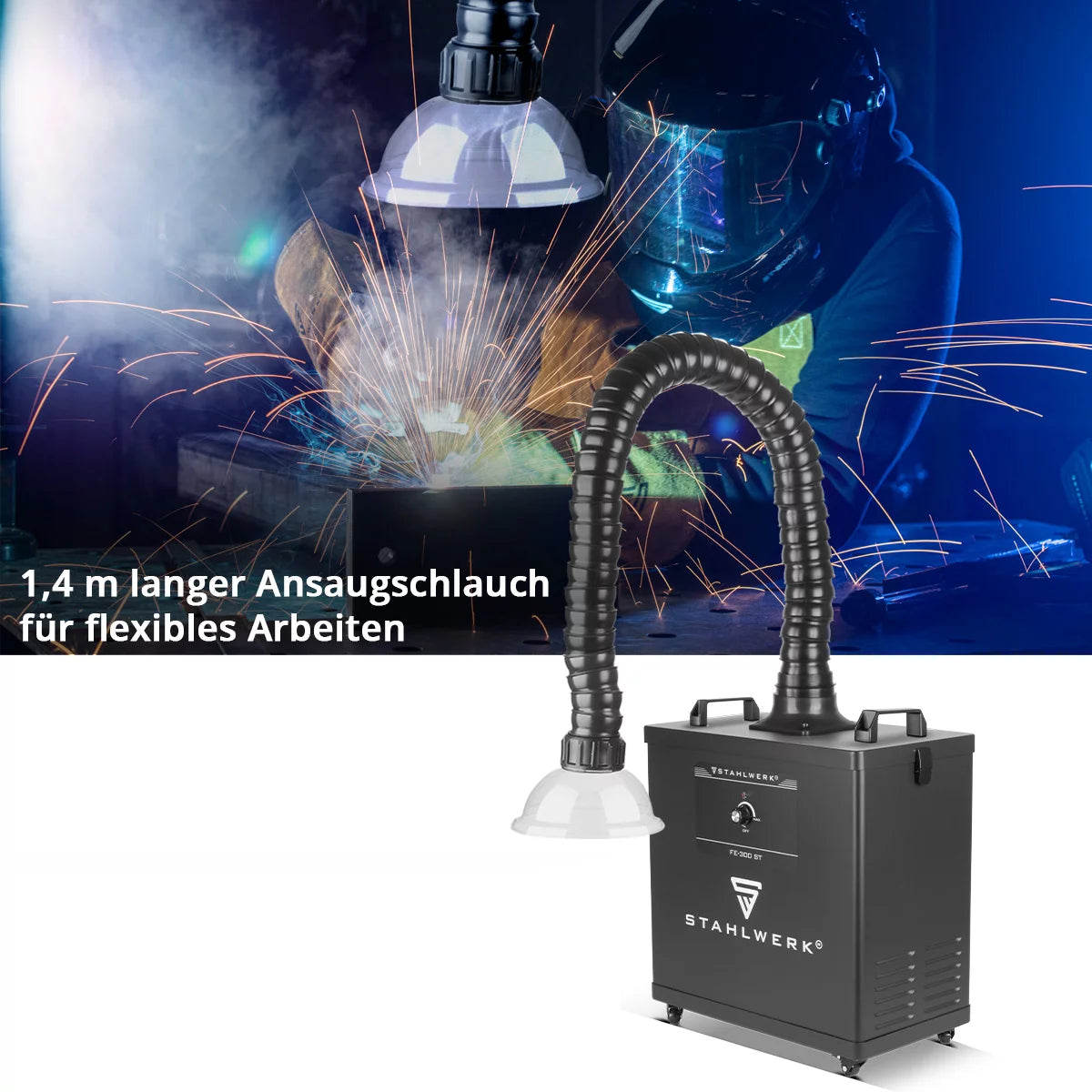 Désenfumage STAHLWERK FE-300 ST | Système d'extraction puissant de 300 watts avec triple filtre | Absorbeur de fumée et extracteur de fumée sûrs | Extraction des fumées de soudage et de brasage pour filtrer les fumées, les gaz et les vapeurs