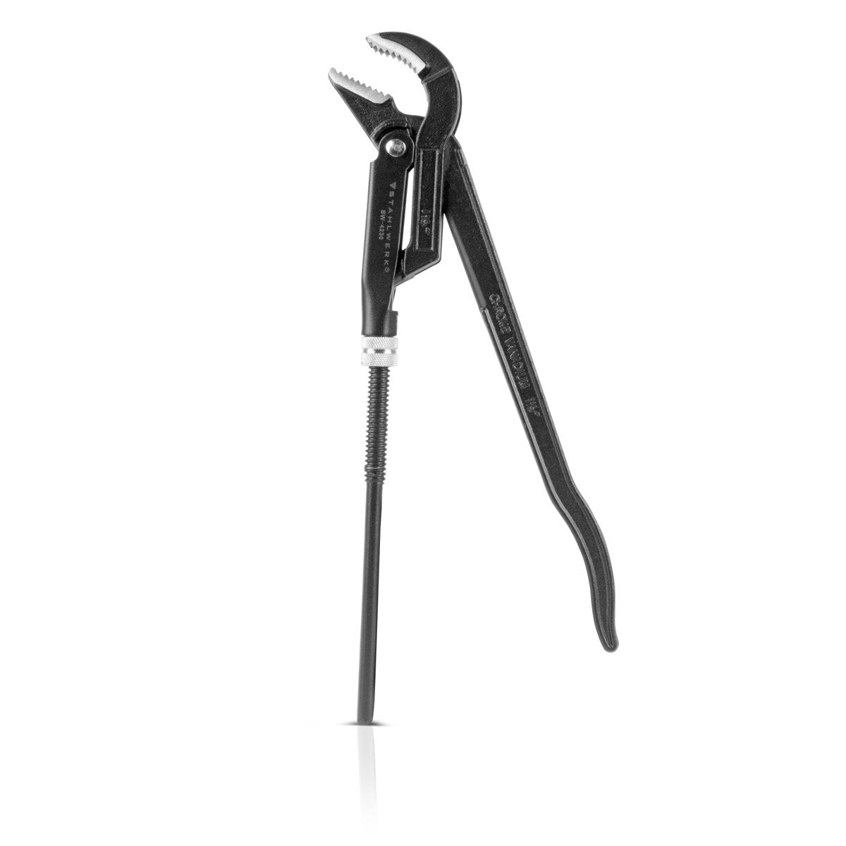 Mecanismo de acero Tubo Tip Lanks 1.5 "pulgadas (38 mm) S/45 ° Chrom-Vanadium 420 mm Papá de agua de 4 pulgadas con recubrimiento en polvo 4 pulgadas con ancho de sujeción de 60 mm, mejilla endurecida, curso curvo e interluminado escalonado