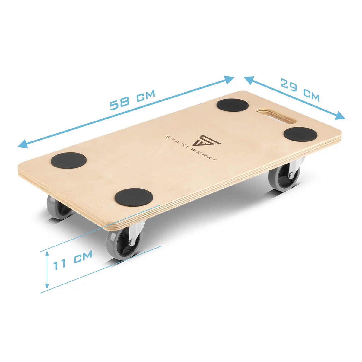 Steelwork trolley TRS-2550 ST with 250 kg load capacity and rubberized steering rollers 58 x 29 cm platform car | Transport car | Furniture roller | Rolling board | Handlars | Transporter