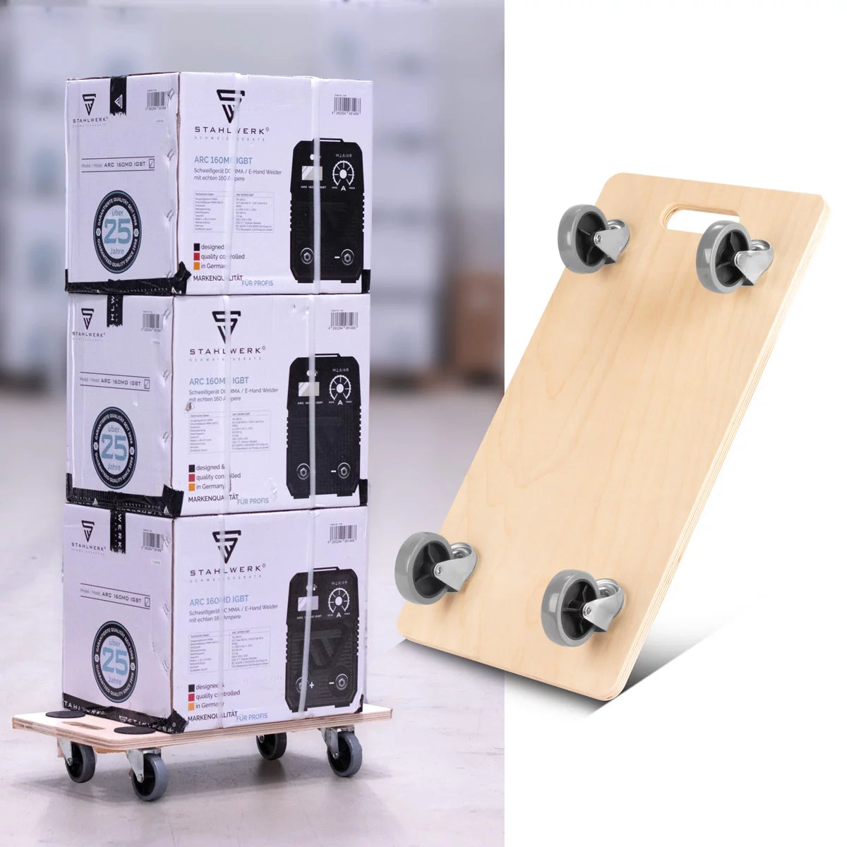 Steelwork trolley TRS-2550 ST with 250 kg load capacity and rubberized steering rollers 58 x 29 cm platform car | Transport car | Furniture roller | Rolling board | Handlars | Transporter