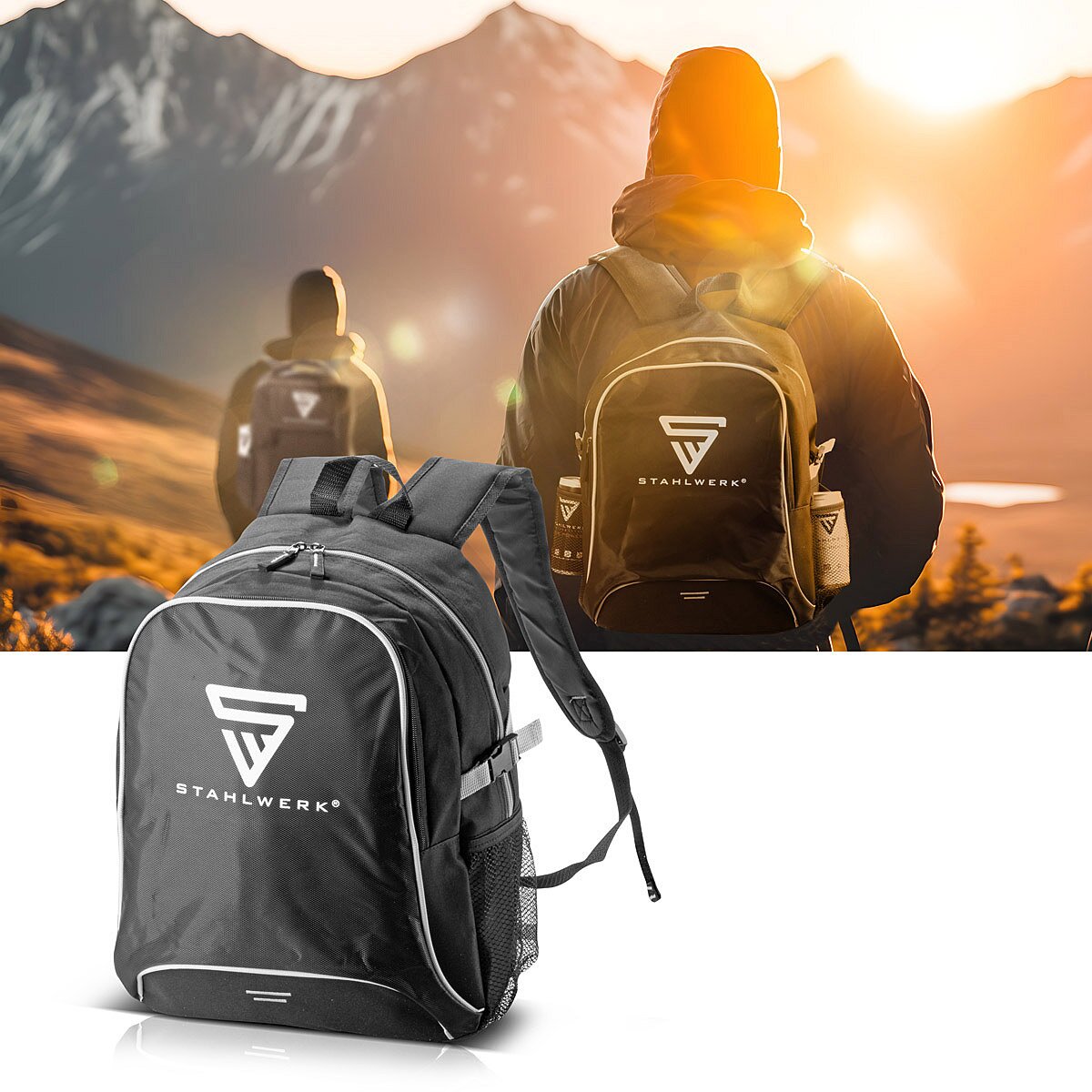 Steelwork Practical recreational backpack 27 liters, sports backpack made of robust and water-repellent ripstop polyester, daypack | Hand luggage | Reiserucksack with two large compartments