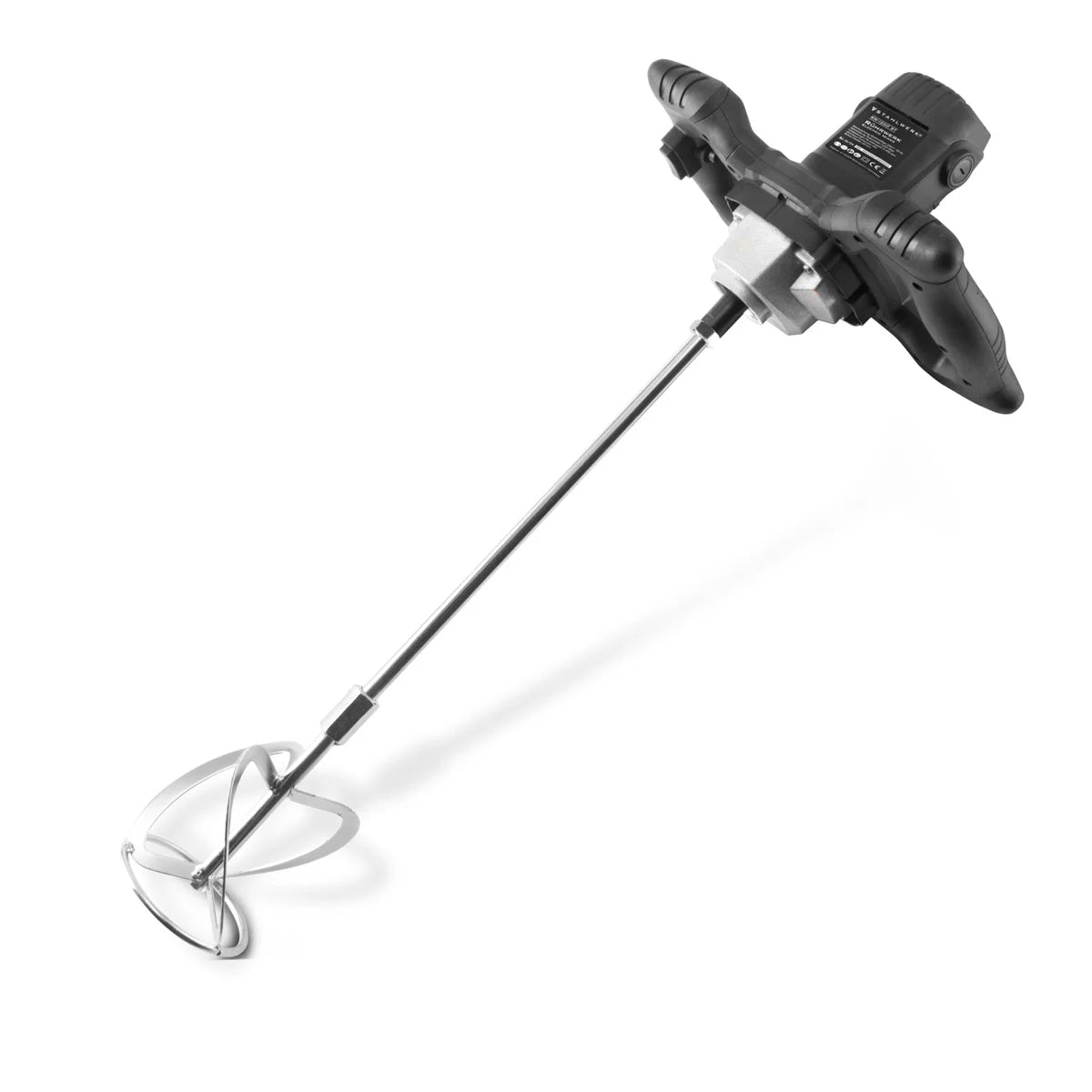 STAHLWERK Rührwerk RW-1200 ST | 1.200 W und 850 U/min | Elektrischer Mörtelrührer mit Zusatz-Quirl 120 x 600 mm | Drehzahlregelung und Sicherheitsschalter | Betonrührer | Farbrührer | Farbmischer