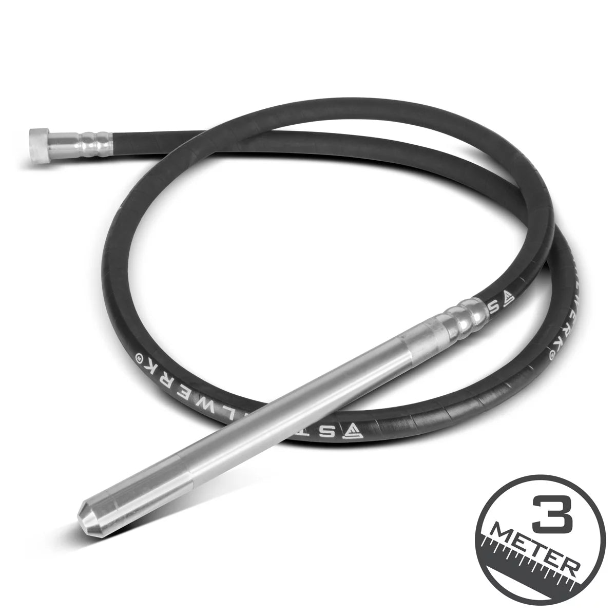 STAHLWERK vibrating bottle Ø 35 mm | 300 cm hose length | Internal vibrator with flexible shaft for electric concrete vibrators | Vibrating rod for concrete compactors, bottle vibrators and one-handed concrete vibrators