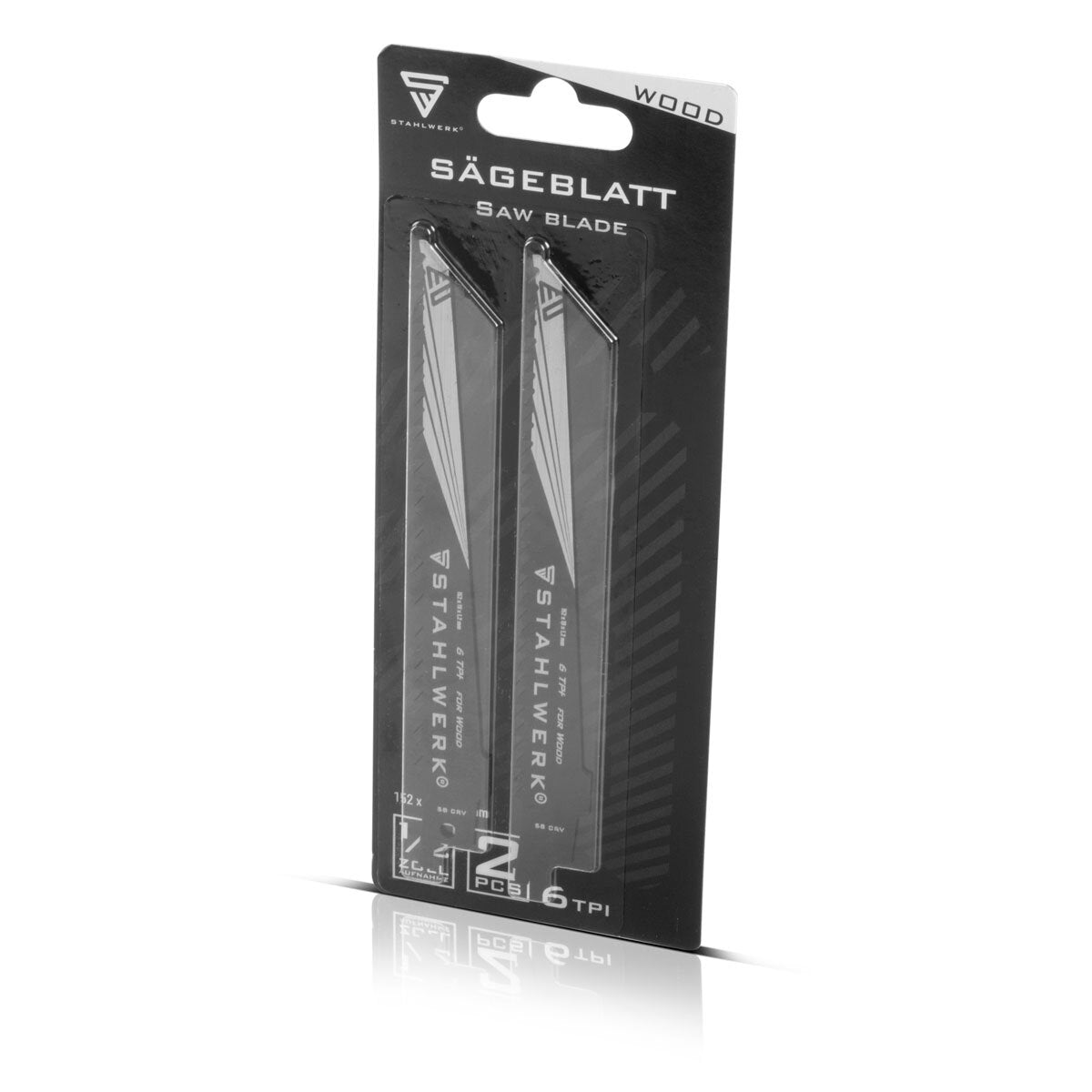 Steelworks wood-saw blade 2 Set 150 x 19 x 1.2 mm Long Life Saber Suckeled | Reciprosal blades with 1/2 inch recording and 6 TPI for saber saws | Recipanasaws | Stabs