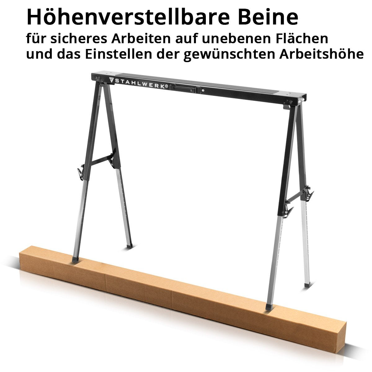 Stahlwerk Sawbock SB-910 St Worket Metal Work de trabajo | Universal Klappbock | Piedra restricular ajustable de 645 a 910 mm con 150 kg de capacidad de carga y superficie sinlips