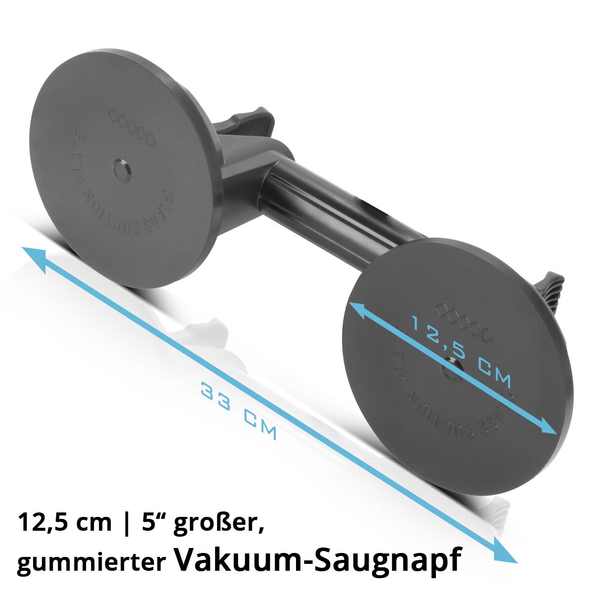 STAHLWERK Doppel-Saugheber mit 135 kg Tragkraft und 2 x 12,5 cm | 5“ Durchmesser Vakuumheber | Glasheber | Fliesenheber | Scheibenheber | Saughalter | Sauggriff | Glassauger für Glas, Fliesen, Bleche, Möbel und Laminat