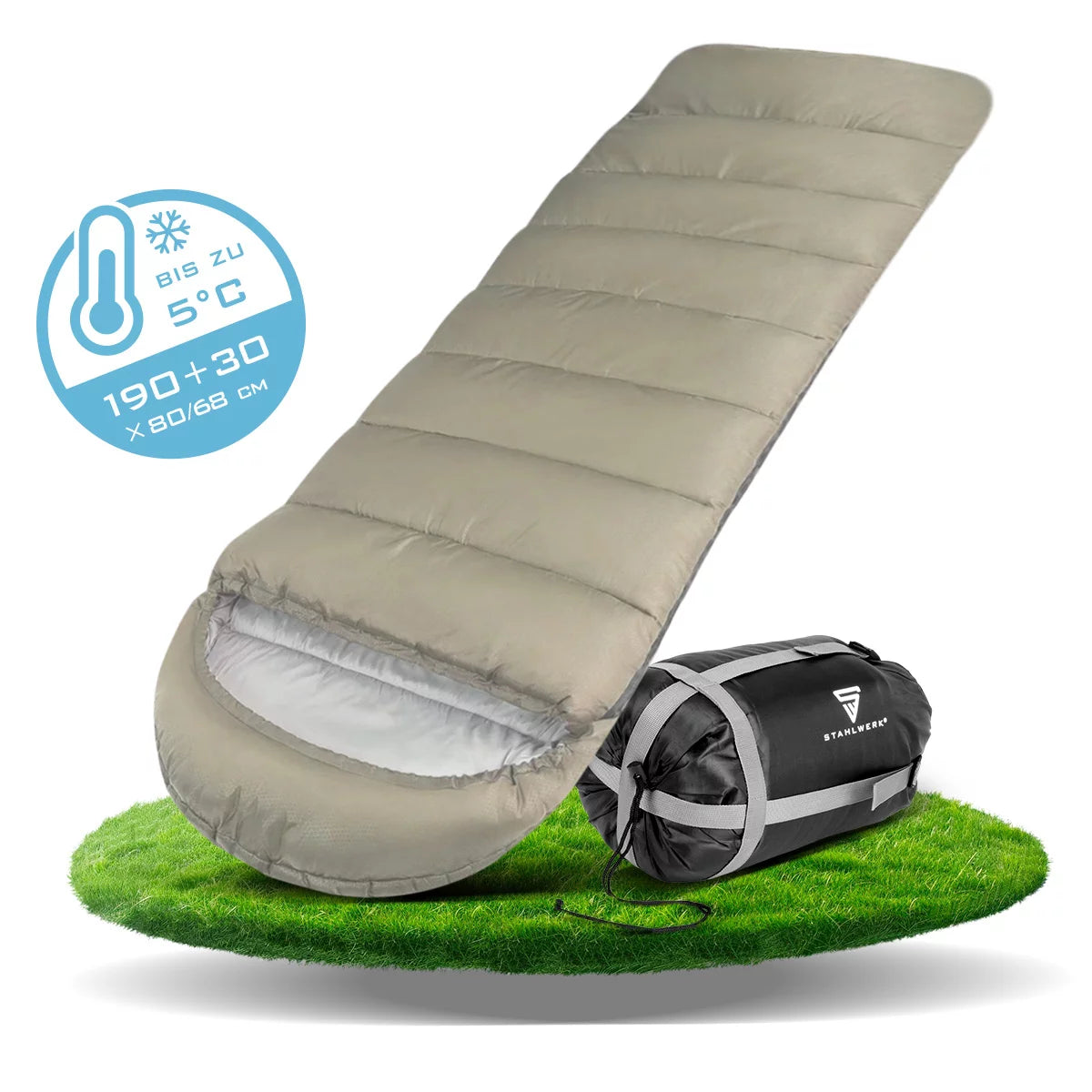Steelworks sleeping bag SB-600 ST light outdoor sleeping bag up to 5 ° C | Filling 330g/m2 | Camping sleeping bag | Mummy sleeping bag | Travel sleeping bag | Trekking and hiking sleeping bag